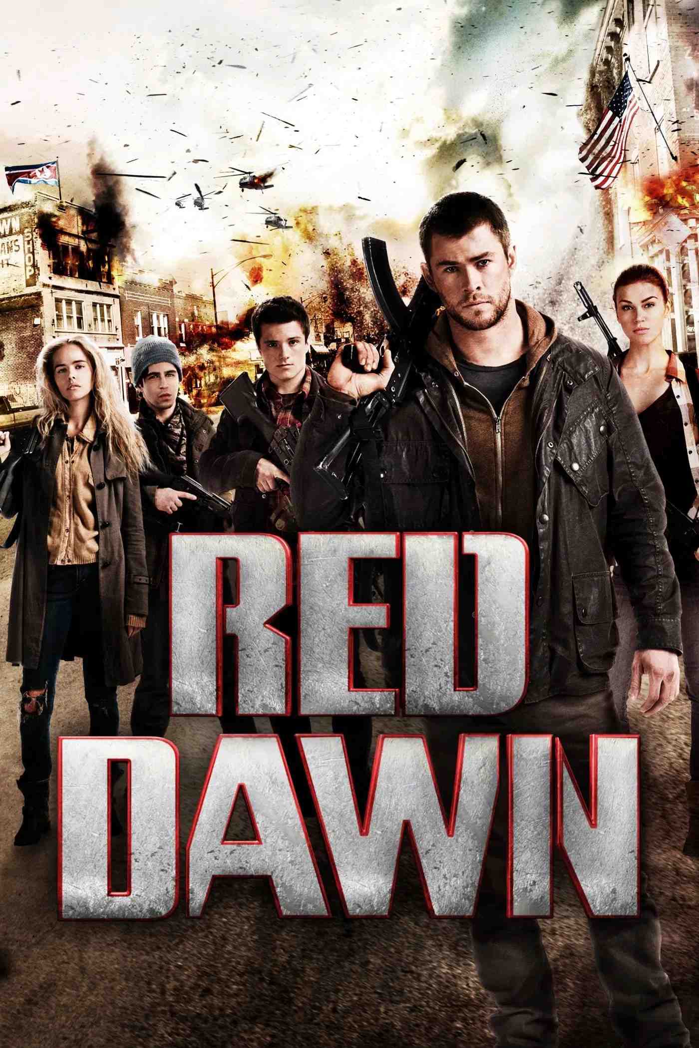 Poster chính thức của phim Phim Hành Động, Phim Giật Gân "Bình Minh Đỏ" (Red Dawn - 2012), với sự tham gia của diễn viên Chris Hemsworth và Josh Peck.