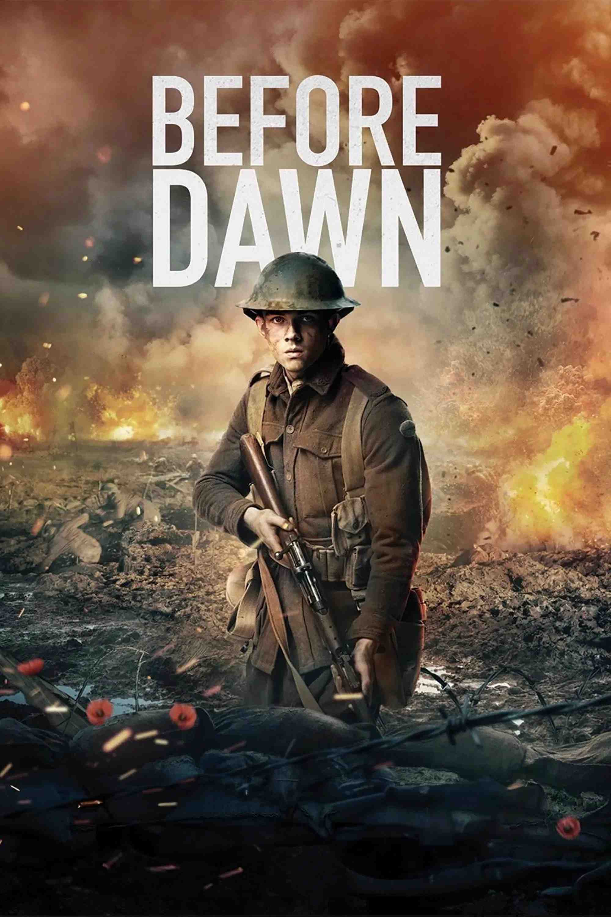 Poster chính thức của phim Phim Chiến Tranh, Phim Tâm Lý "Bình Minh Trên Chiến Hào" (Before Dawn - 2024), với sự tham gia của diễn viên Levi Miller và Travis Jeffery.