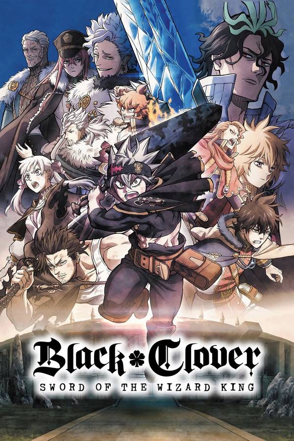 Poster chính thức của phim Phim Hoạt Hình, Phim Giả Tượng "Black Clover: Thanh Kiếm của Ma Pháp Vương" (Black Clover: Sword of the Wizard King - 2023), với sự tham gia của diễn viên Gakuto Kajiwara và Nobunaga Shimazaki.