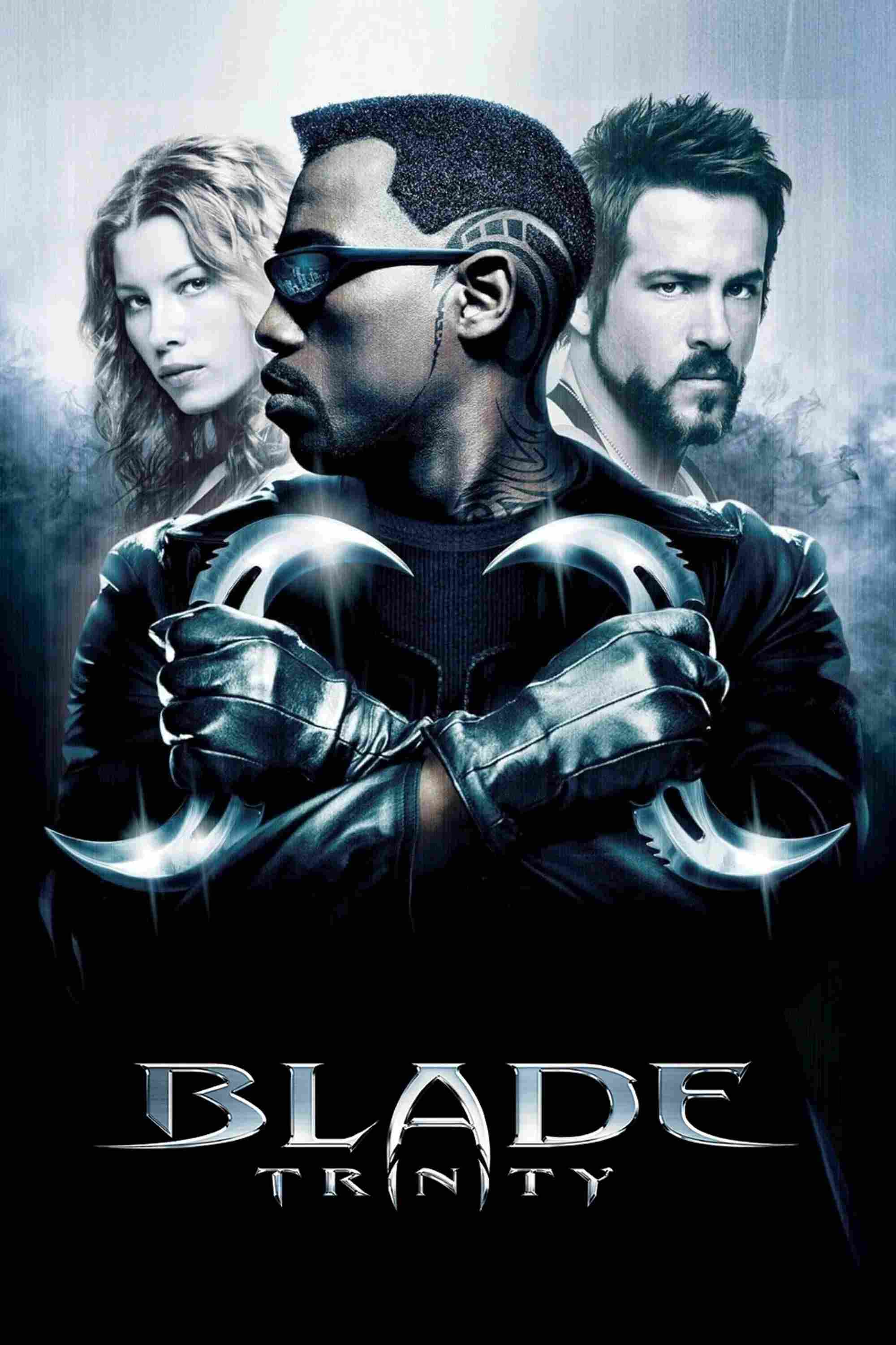 Poster chính thức của phim Phim Hành Động, Phim Kinh Dị "Blade: Trinity" (Blade: Trinity - 2004), với sự tham gia của diễn viên Wesley Snipes và Jessica Biel.