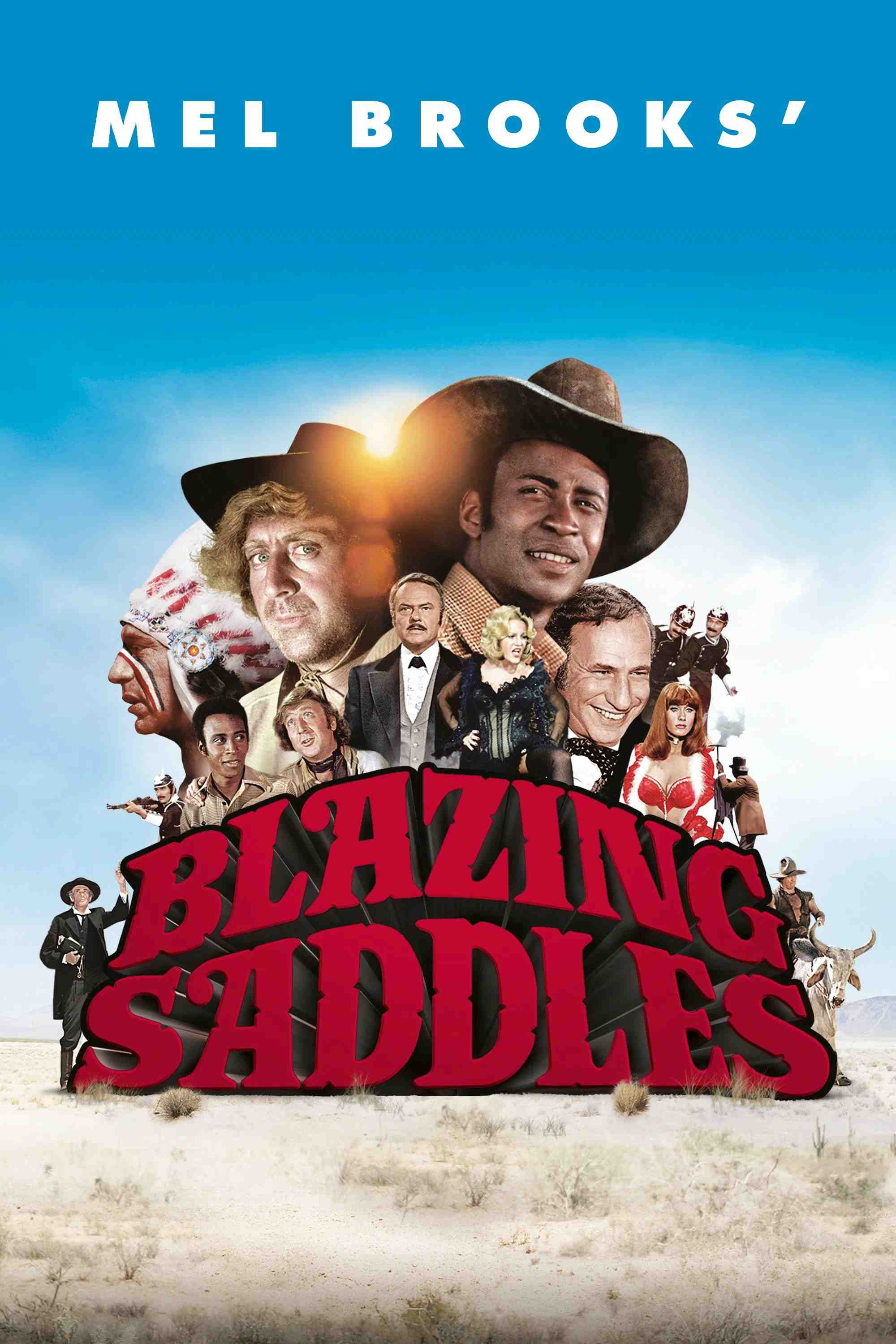 Poster chính thức của phim Phim Miền Tây, Phim Hài "Blazing Saddles" (Blazing Saddles - 1974), với sự tham gia của diễn viên Cleavon Little và Gene Wilder.