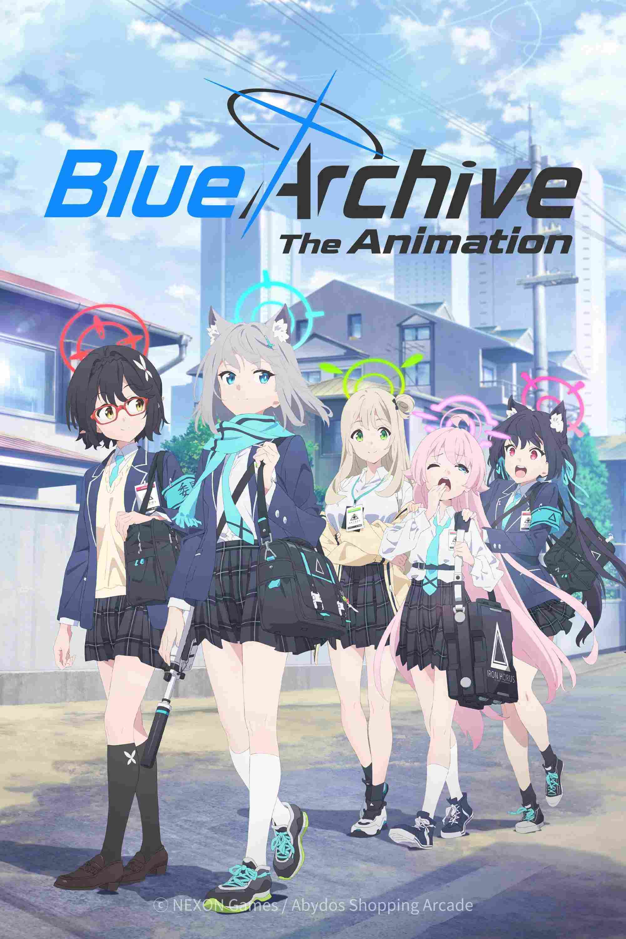 Poster chính thức của phim Phim Hoạt Hình, Phim Hành Động & Phiêu Lưu "Blue Archive The Animation" (Blue Archive the Animation - 2024), với sự tham gia của diễn viên Yui Ogura và Yumiri Hanamori.
