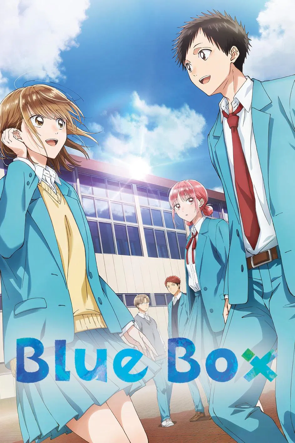 Poster chính thức của phim Phim Hoạt Hình, Phim Hài "Blue Box" (Blue Box - 2024), với sự tham gia của diễn viên Shoya Chiba và Reina Ueda.