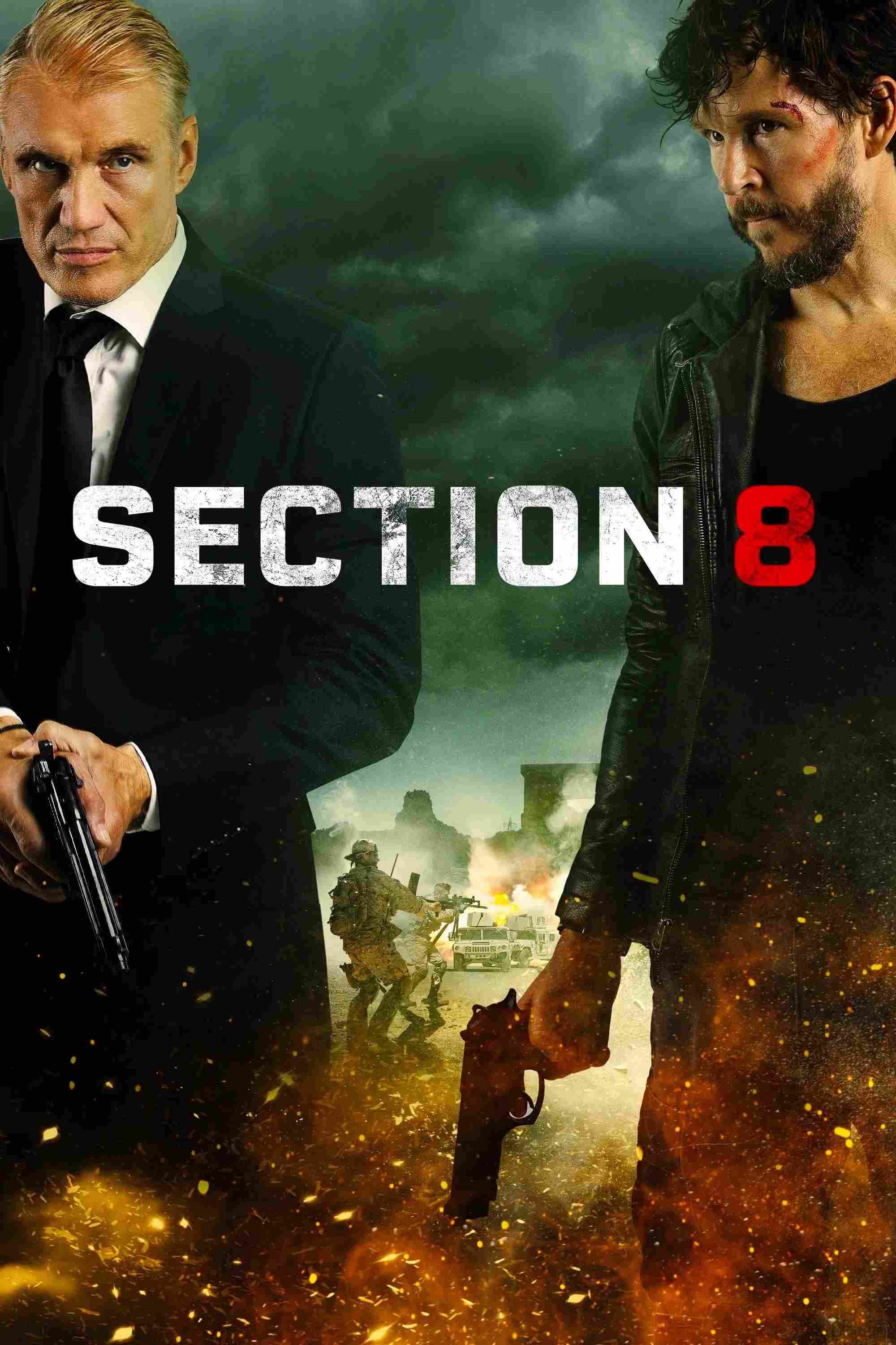 Poster chính thức của phim Phim Hành Động, Phim Giật Gân "Bộ Binh 8" (Section 8 - 2022), với sự tham gia của diễn viên Ryan Kwanten và Dolph Lundgren.
