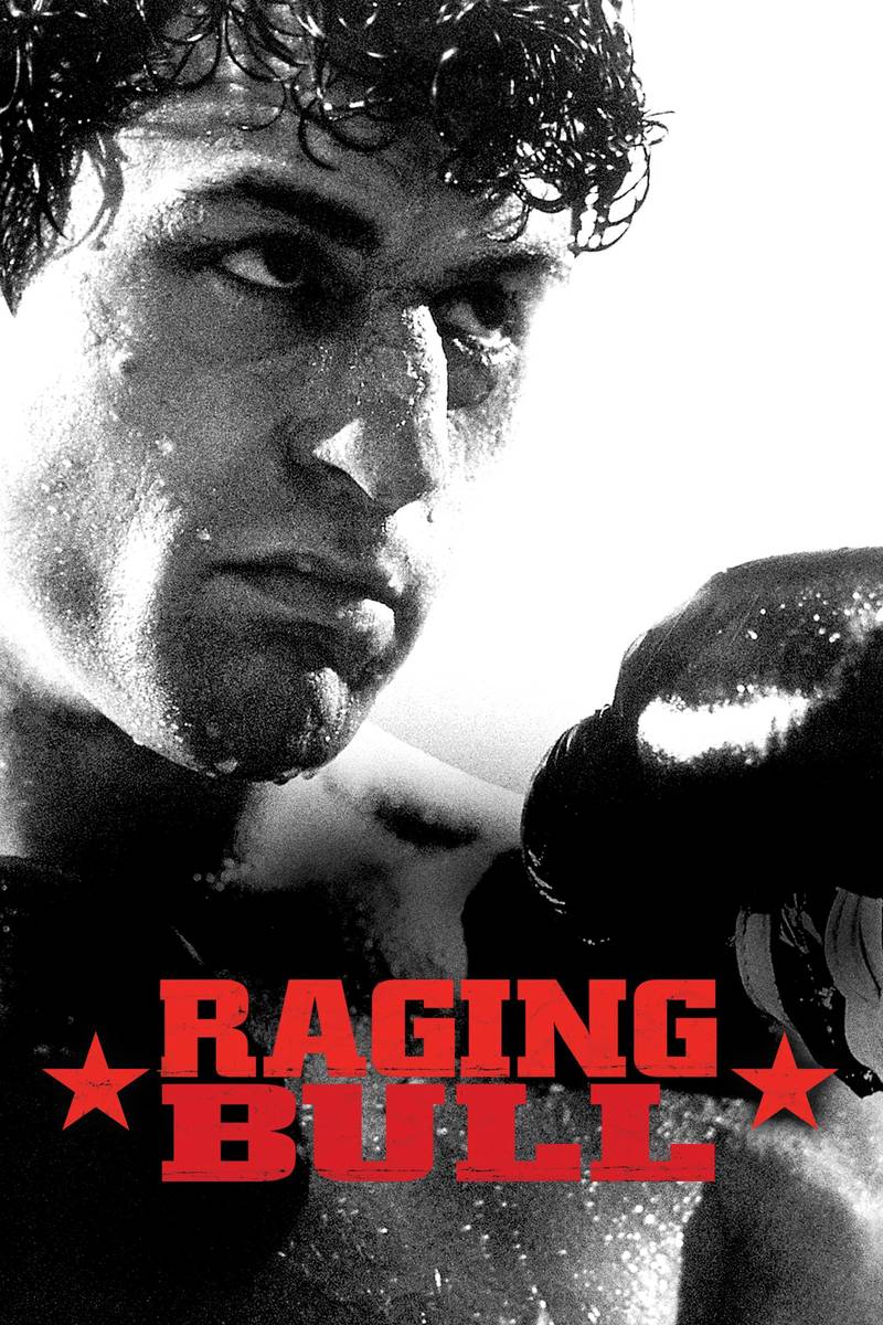Poster chính thức của phim Phim Tâm Lý "Bò Đực Nổi Điên" (Raging Bull - 1980), với sự tham gia của diễn viên Robert De Niro và Cathy Moriarty.