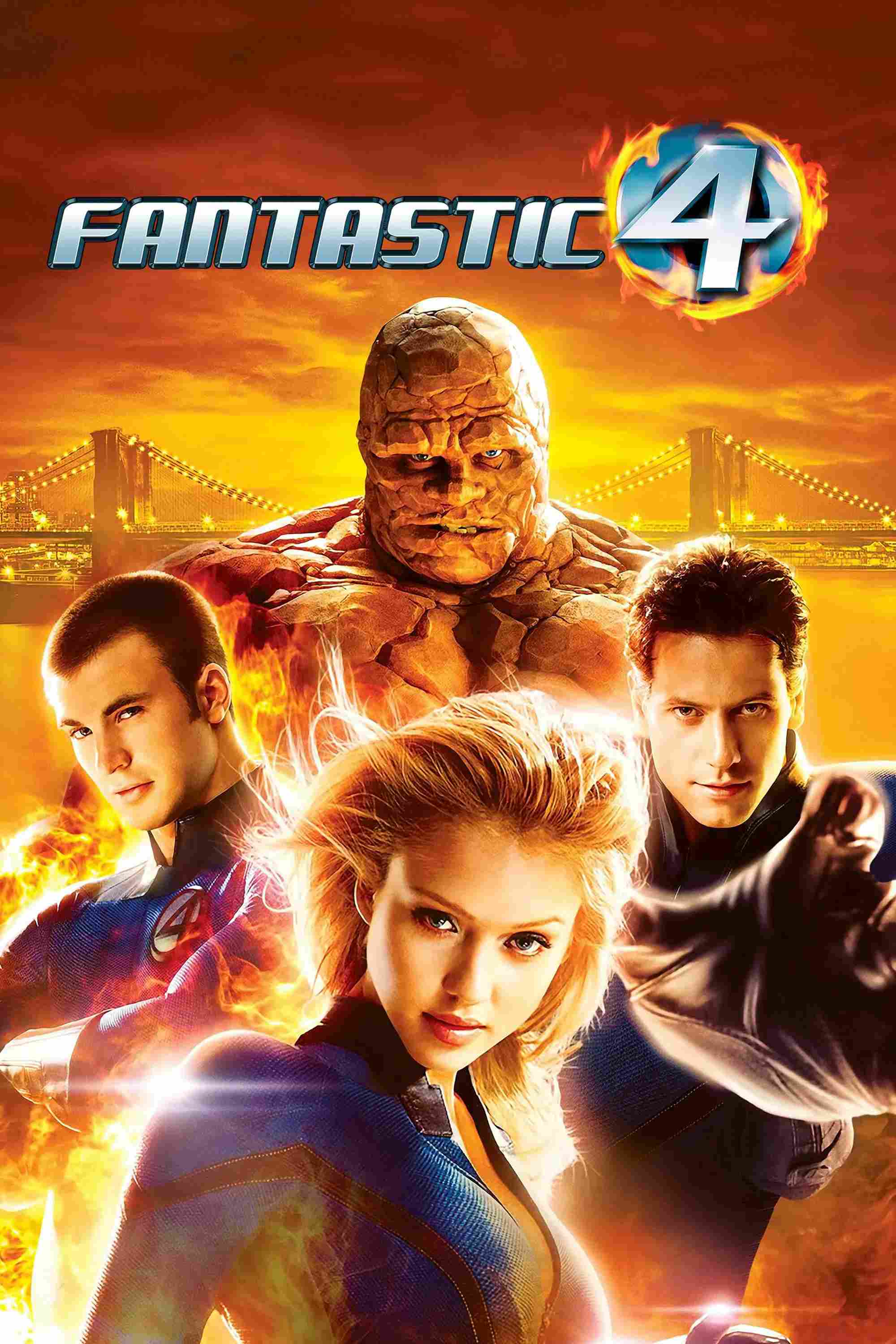 Poster chính thức của phim Phim Hành Động, Phim Giả Tượng "Bộ Tứ Siêu Đẳng" (Fantastic Four - 2005), với sự tham gia của diễn viên Ioan Gruffudd và Jessica Alba.