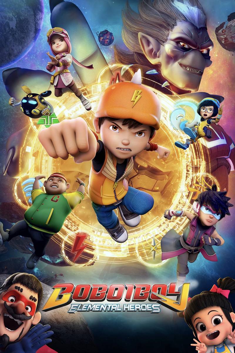 Poster chính thức của phim Phim Hoạt Hình, Phim Gia Đình "Boboiboy 2: Cuộc Chiến Ngân Hà" (BoBoiBoy: Elemental Heroes - 2019), với sự tham gia của diễn viên Anas Abdul Aziz và Dzubir Mohamed Zakaria.