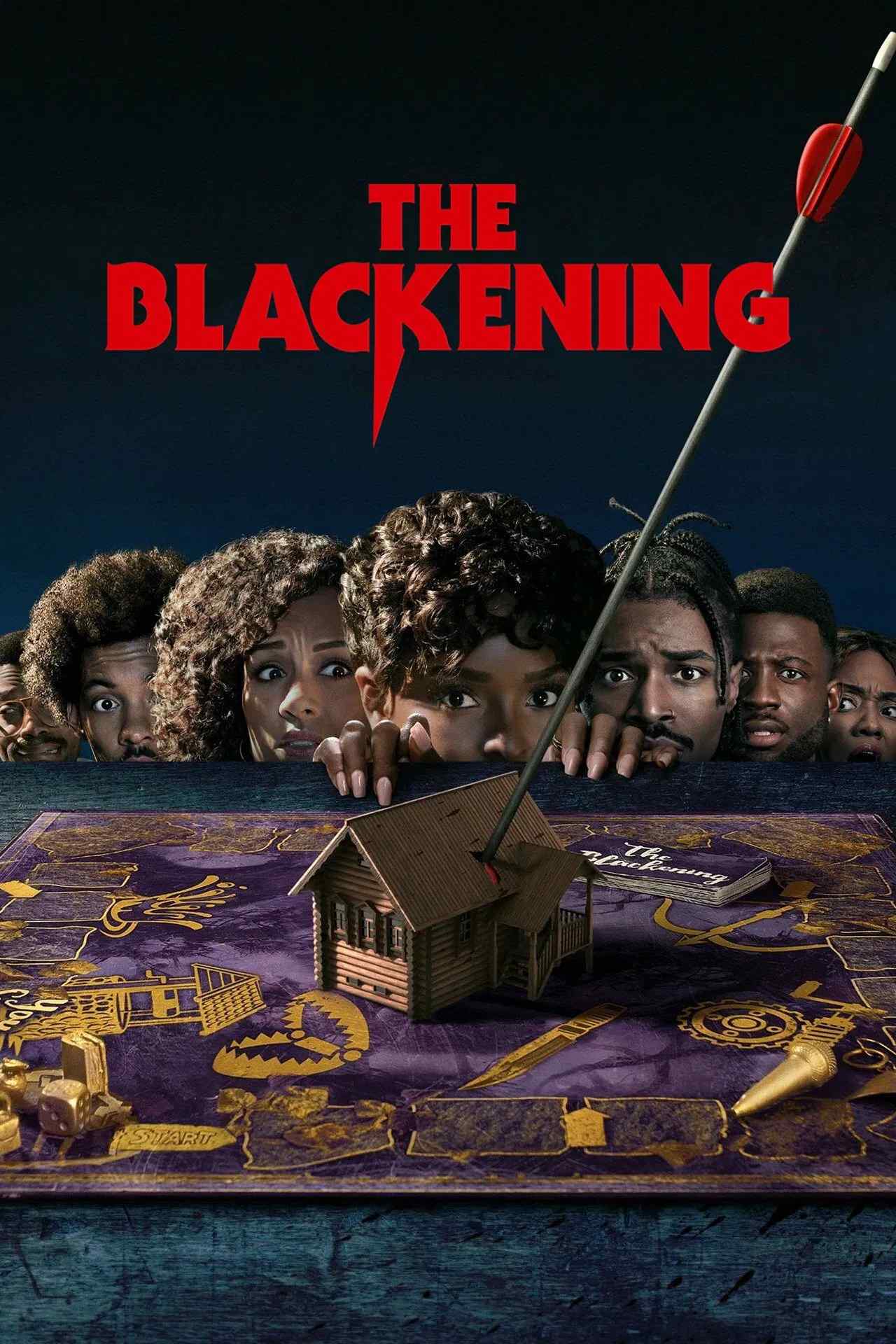 Poster chính thức của phim Phim Kinh Dị, Phim Hài "Bôi Đen" (The Blackening - 2023), với sự tham gia của diễn viên Grace Byers và Jermaine Fowler.