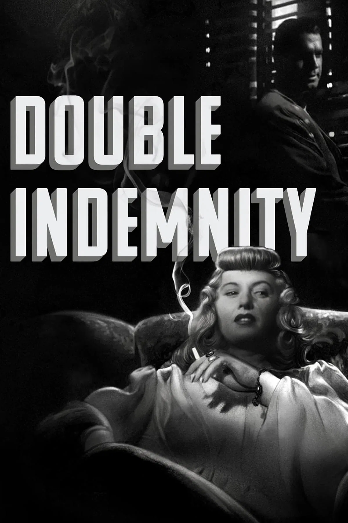 Poster chính thức của phim Phim Hình Sự, Phim Giật Gân "Bồi Thường Gấp Đôi" (Double Indemnity - 1944), với sự tham gia của diễn viên Fred MacMurray và Barbara Stanwyck.