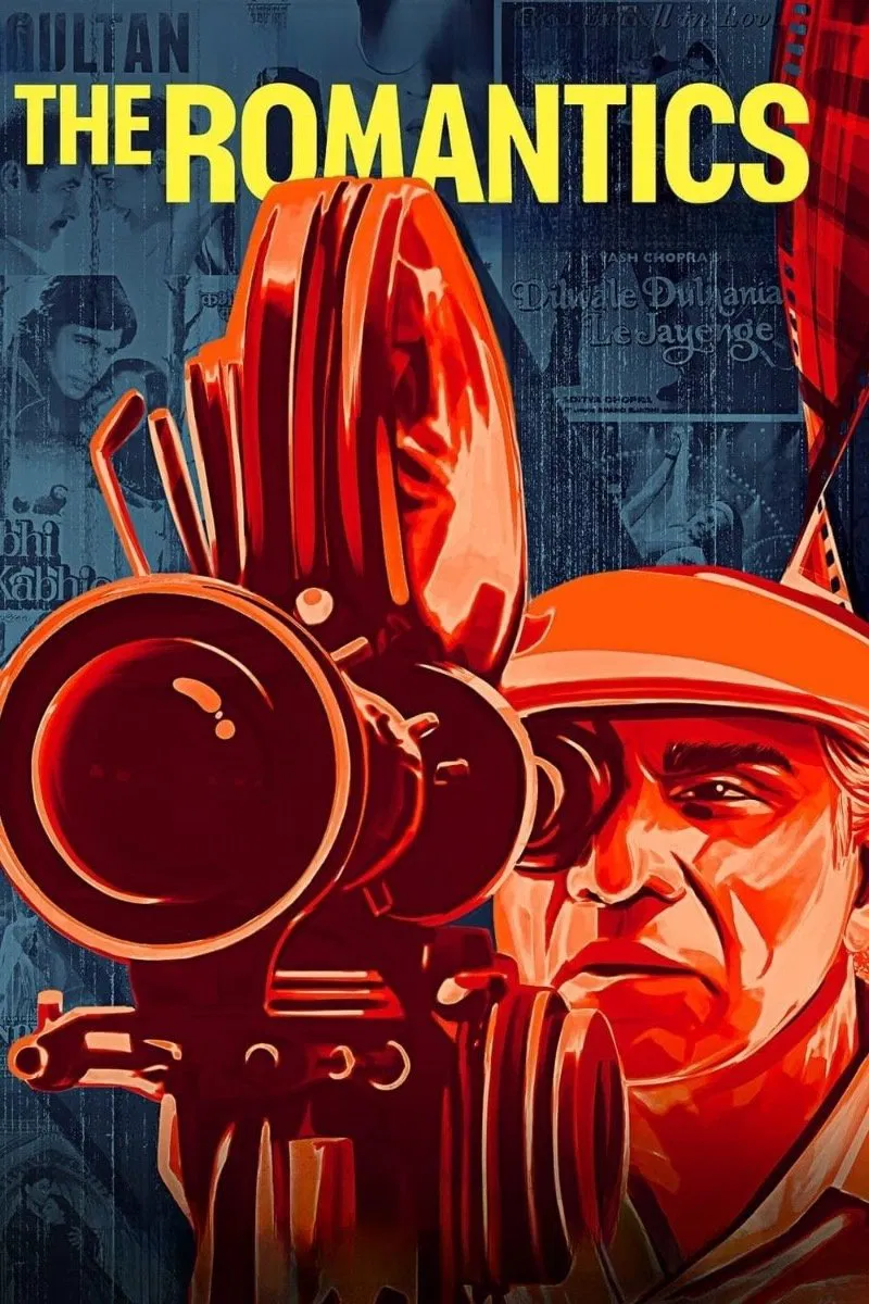 Poster chính thức của phim Phim Tài Liệu "Bollywood Lãng Mạn" (The Romantics - 2023), với sự tham gia của diễn viên Yash Chopra và Aditya Chopra.