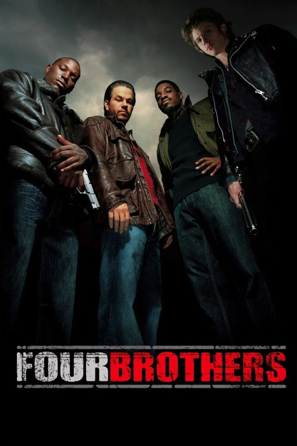 Poster chính thức của phim Phim Hành Động, Phim Hình Sự "Bốn Anh Em" (Four Brothers - 2005), với sự tham gia của diễn viên Mark Wahlberg và Tyrese Gibson.