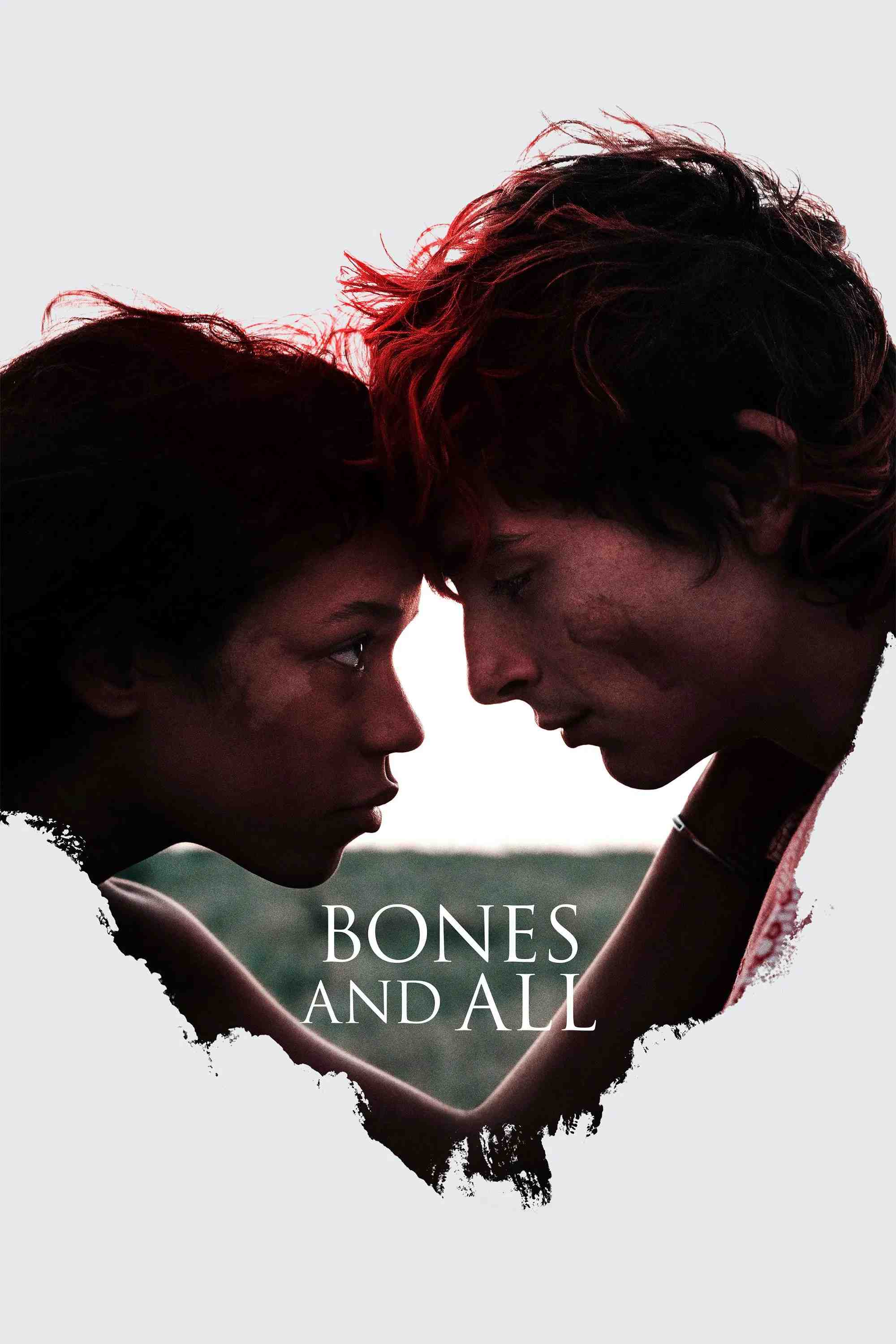 Poster chính thức của phim Phim Kinh Dị, Phim Tình Cảm "Bones and All" (Bones and All - 2022), với sự tham gia của diễn viên Taylor Russell và Timothée Chalamet.