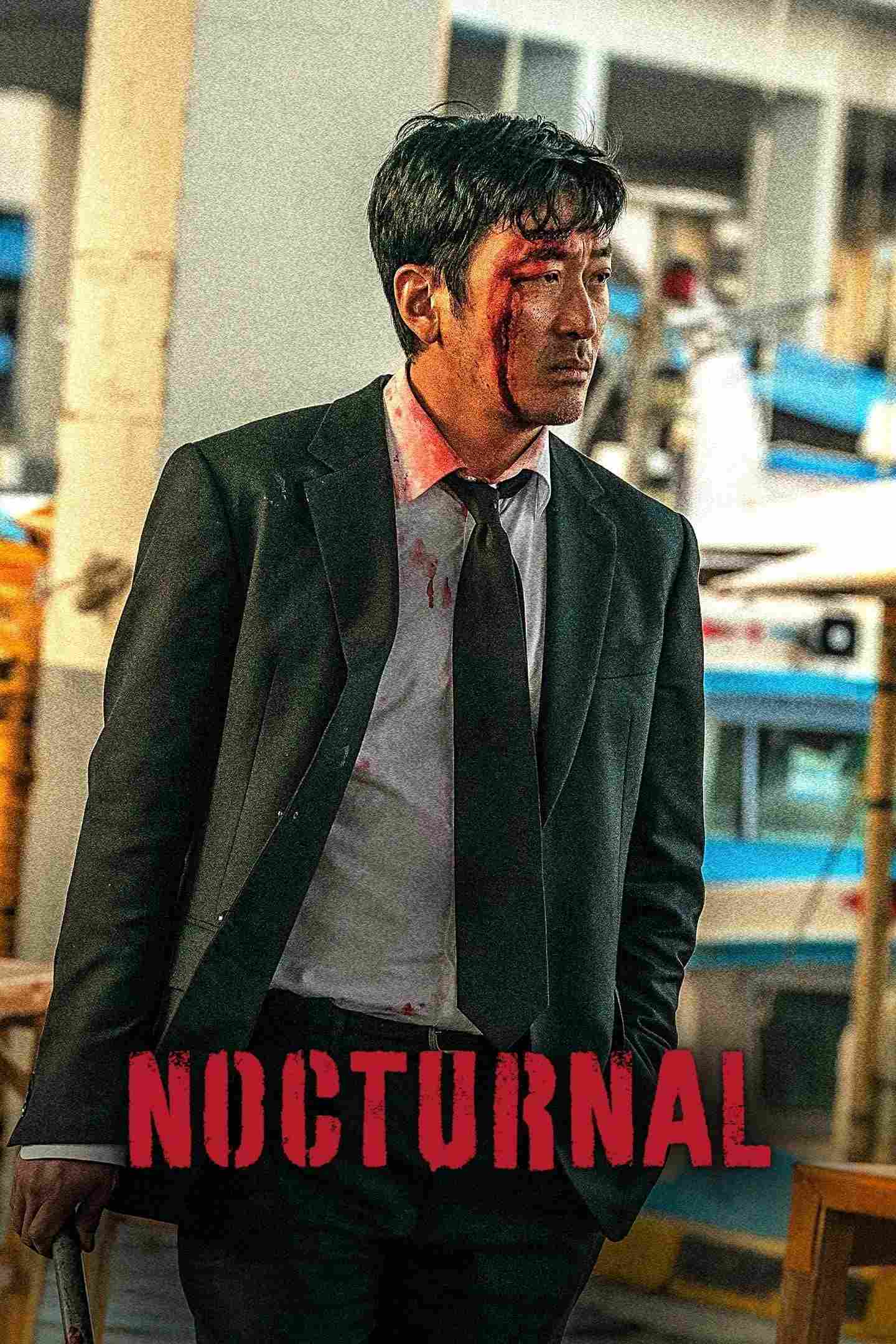 Poster chính thức của phim Phim Bí Ẩn, Phim Giật Gân "Bóng Đêm Bí Ẩn" (Nocturnal - 2025), với sự tham gia của diễn viên Ha Jung-woo và Kim Nam-gil.