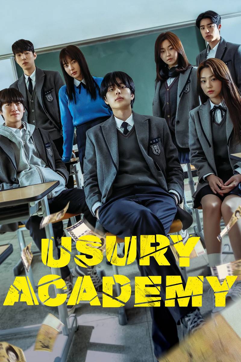 Poster chính thức của phim Phim Hành Động, Phim Tâm Lý "Bỗng Dưng Trúng Mánh" (Usury Academy - 2023), với sự tham gia của diễn viên Yoo Seon-ho và Kang Mi-na.