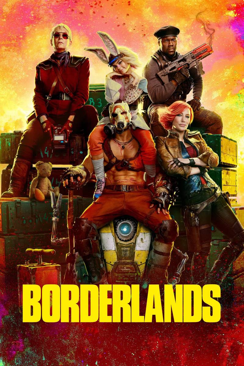 Poster chính thức của phim Phim Hành Động, Phim Viễn Tưởng "Borderlands: Trở Lại Pandora" (Borderlands - 2024), với sự tham gia của diễn viên Cate Blanchett và Kevin Hart.