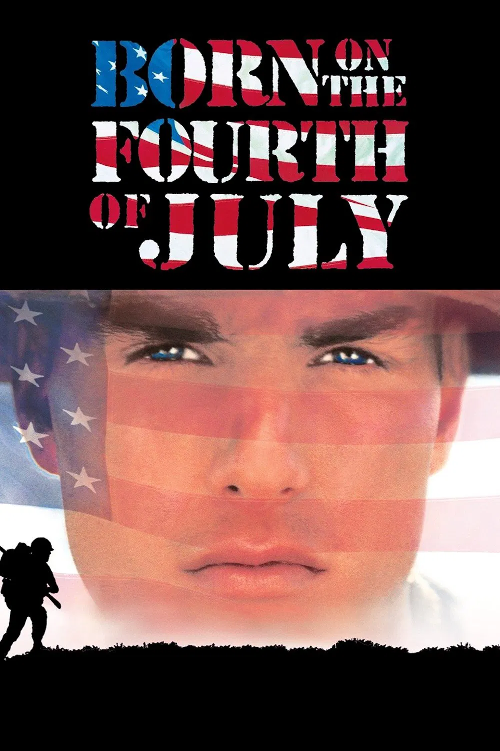 Poster chính thức của phim Phim Tâm Lý, Phim Chiến Tranh "Born On The Fourth Of July" (Born on the Fourth of July - 1989), với sự tham gia của diễn viên Tom Cruise và Raymond J. Barry.