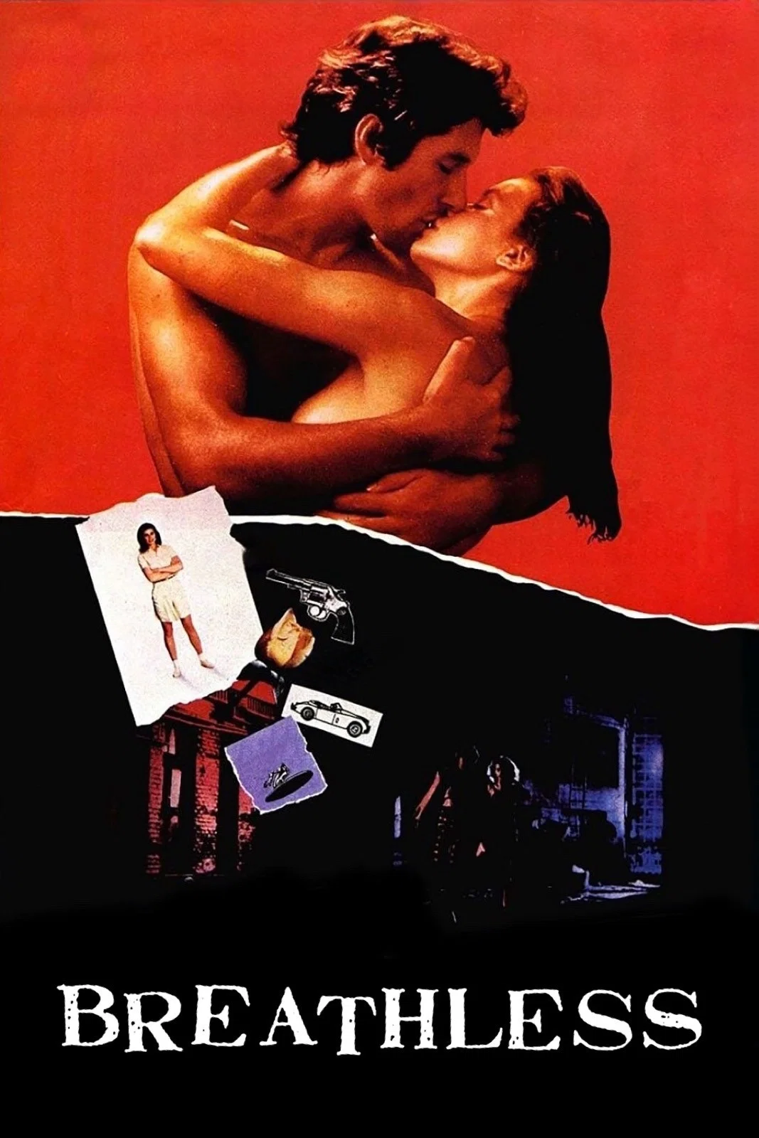 Poster chính thức của phim Phim Tình Cảm, Phim Tâm Lý "Breathless" (Breathless - 1983), với sự tham gia của diễn viên Richard Gere và Valérie Kaprisky.