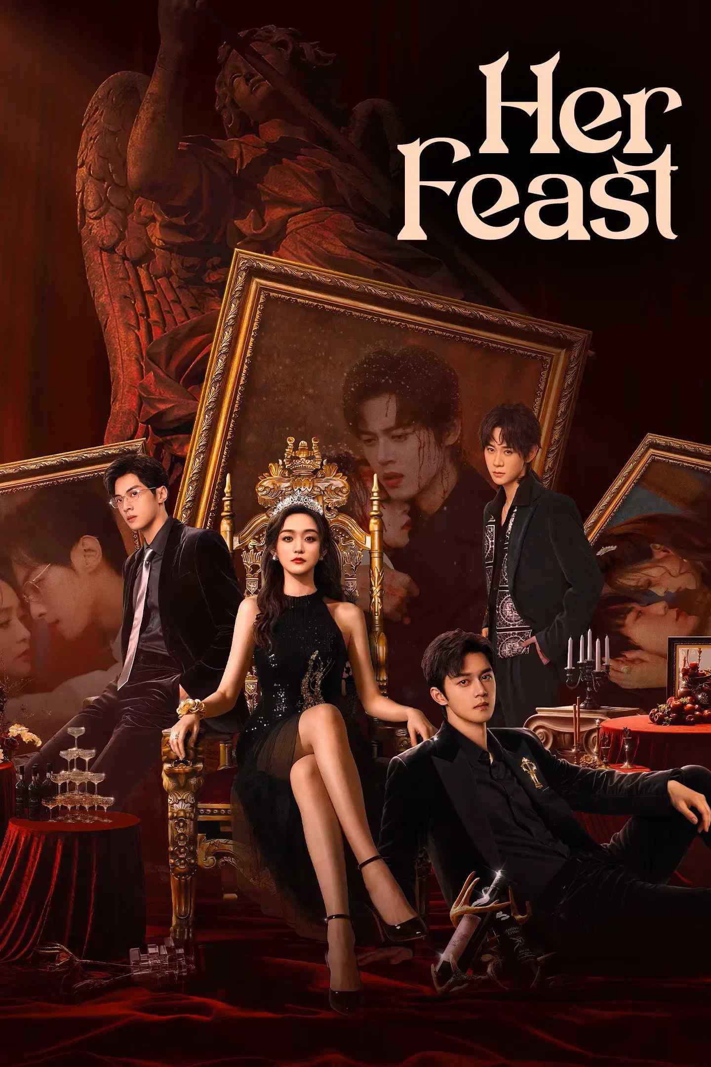 Poster chính thức của phim Phim Tâm Lý "Bữa Tiệc Của Cô Ấy" (Her Feast - 2025), với sự tham gia của diễn viên Hà Hoằng San và Xie Binbin.