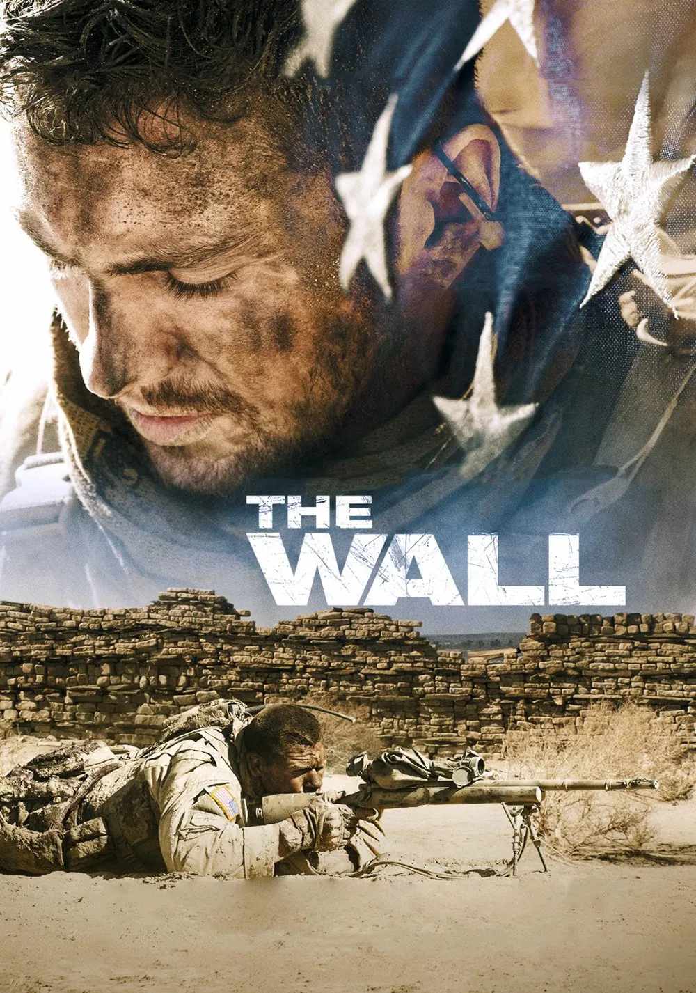 Poster chính thức của phim Phim Chiến Tranh, Phim Giật Gân "Bức Tường Cuối Cùng" (The Wall - 2017), với sự tham gia của diễn viên Aaron Taylor-Johnson và John Cena.