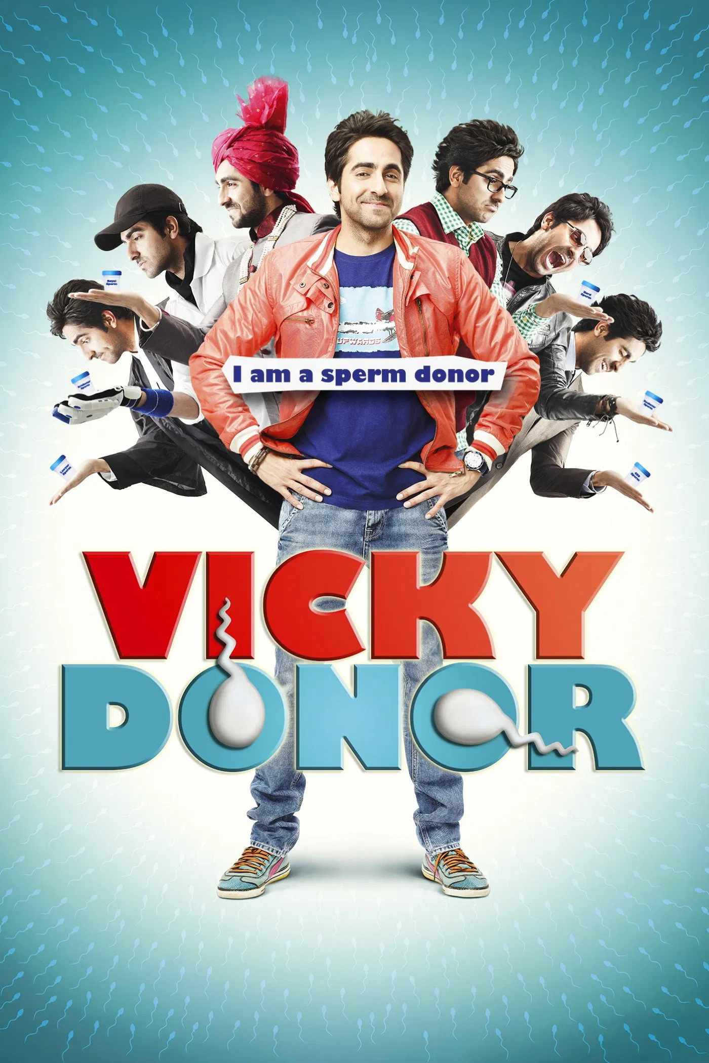 Poster chính thức của phim Phim Hài, Phim Tình Cảm "Bước Qua Lời Nguyền" (Vicky Donor - 2012), với sự tham gia của diễn viên Ayushmann Khurrana và Yami Gautam.