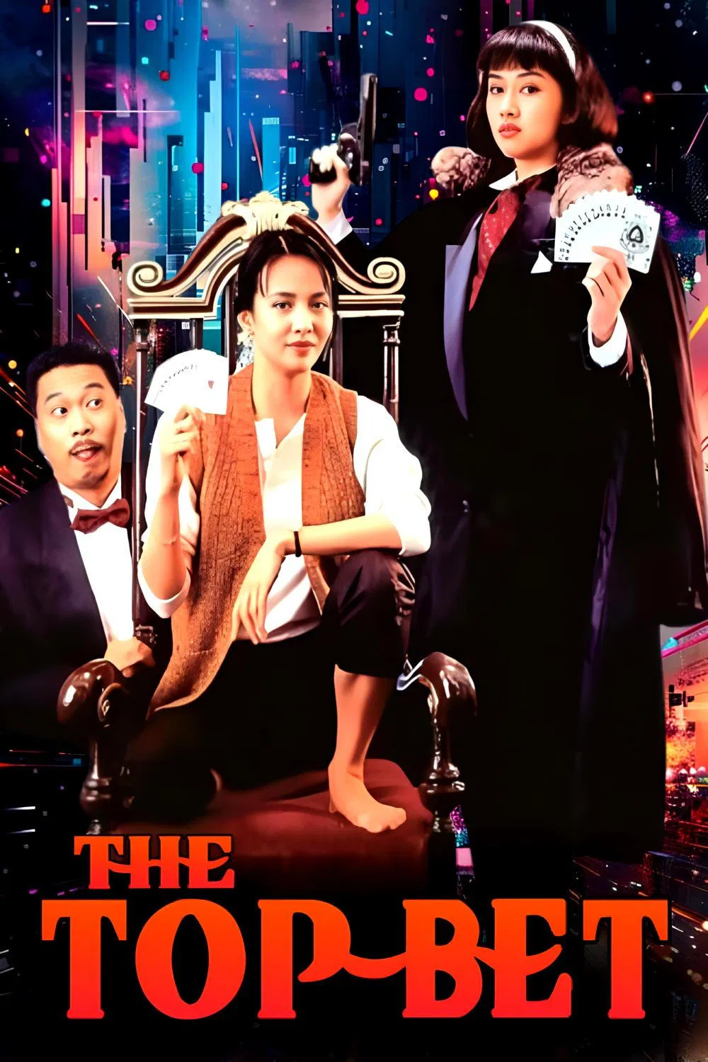 Poster chính thức của phim Phim Hành Động, Phim Hài "Cá cược hàng đầu" (The Top Bet - 1991), với sự tham gia của diễn viên Trịnh Du Linh và Mai Diễm Phương.