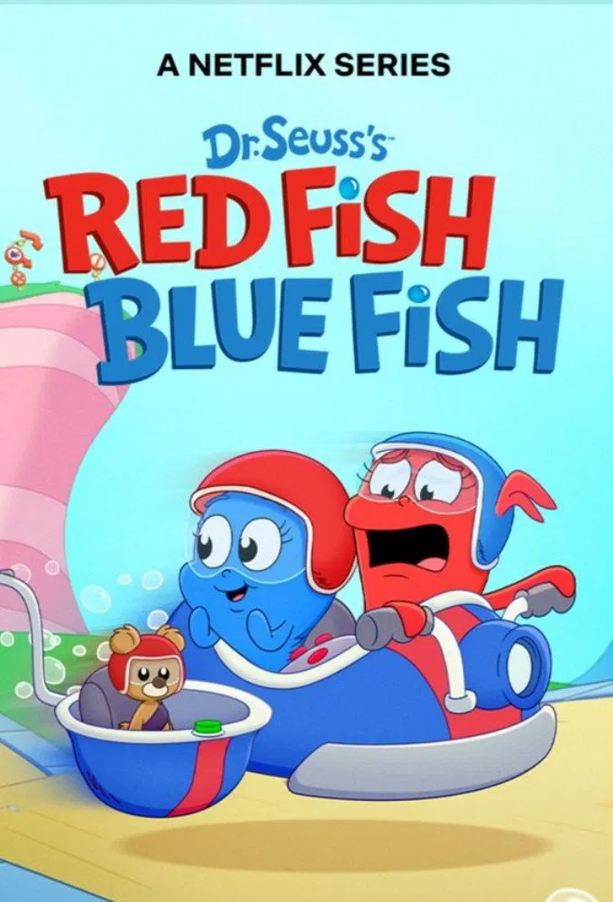 Poster chính thức của phim Phim Hoạt Hình, Phim Thiếu Nhi "Cá Đỏ Cá Xanh" (Dr. Seuss's Red Fish, Blue Fish - 2025), với sự tham gia của diễn viên Brian Drummond và Andrea Libman.