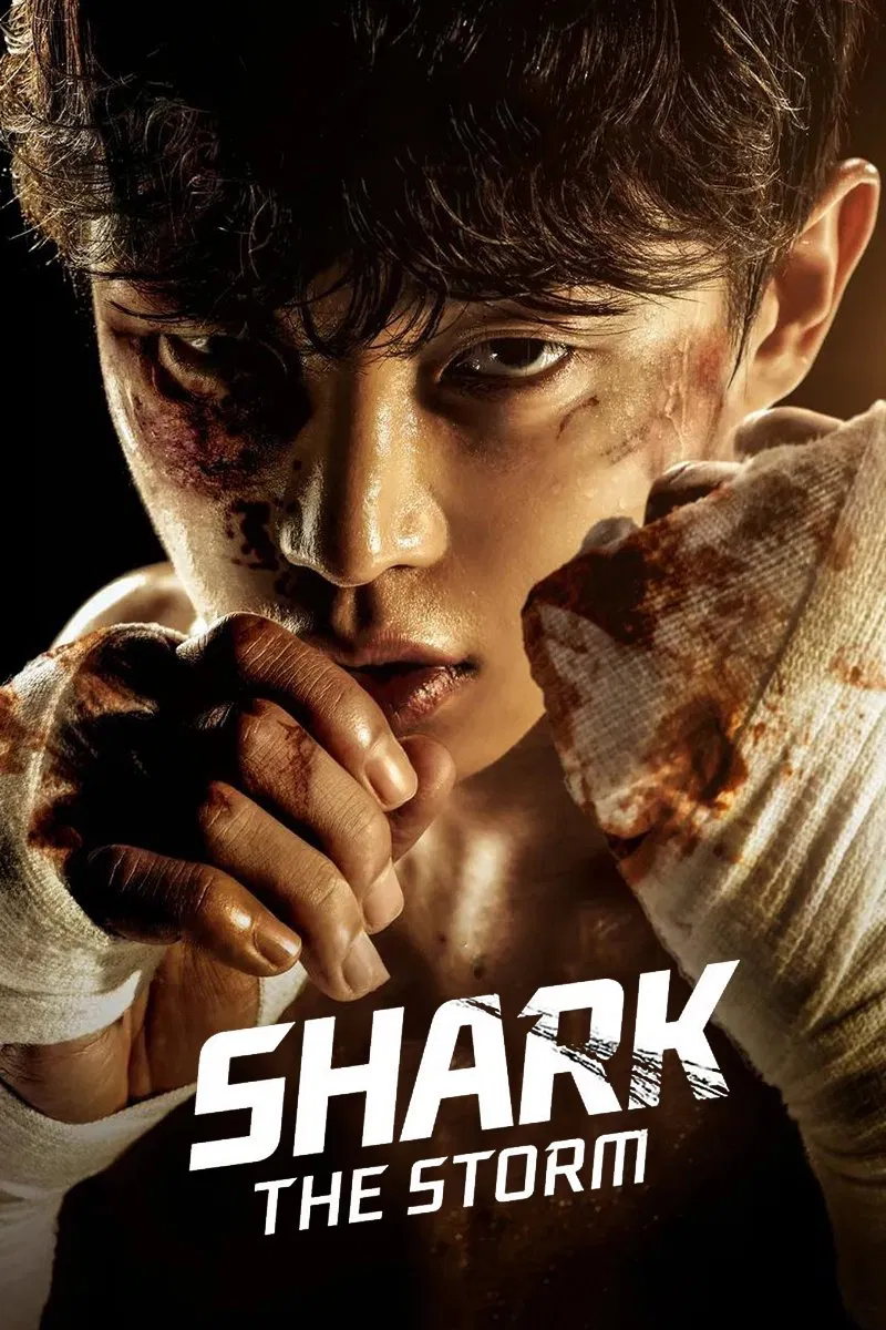 Poster chính thức của phim Phim Tâm Lý, Phim Hình Sự "Cá Mập: Cơn Bão" (Shark: The Storm - 2025), với sự tham gia của diễn viên Kim Min-seok và Lee Hyun-wook.