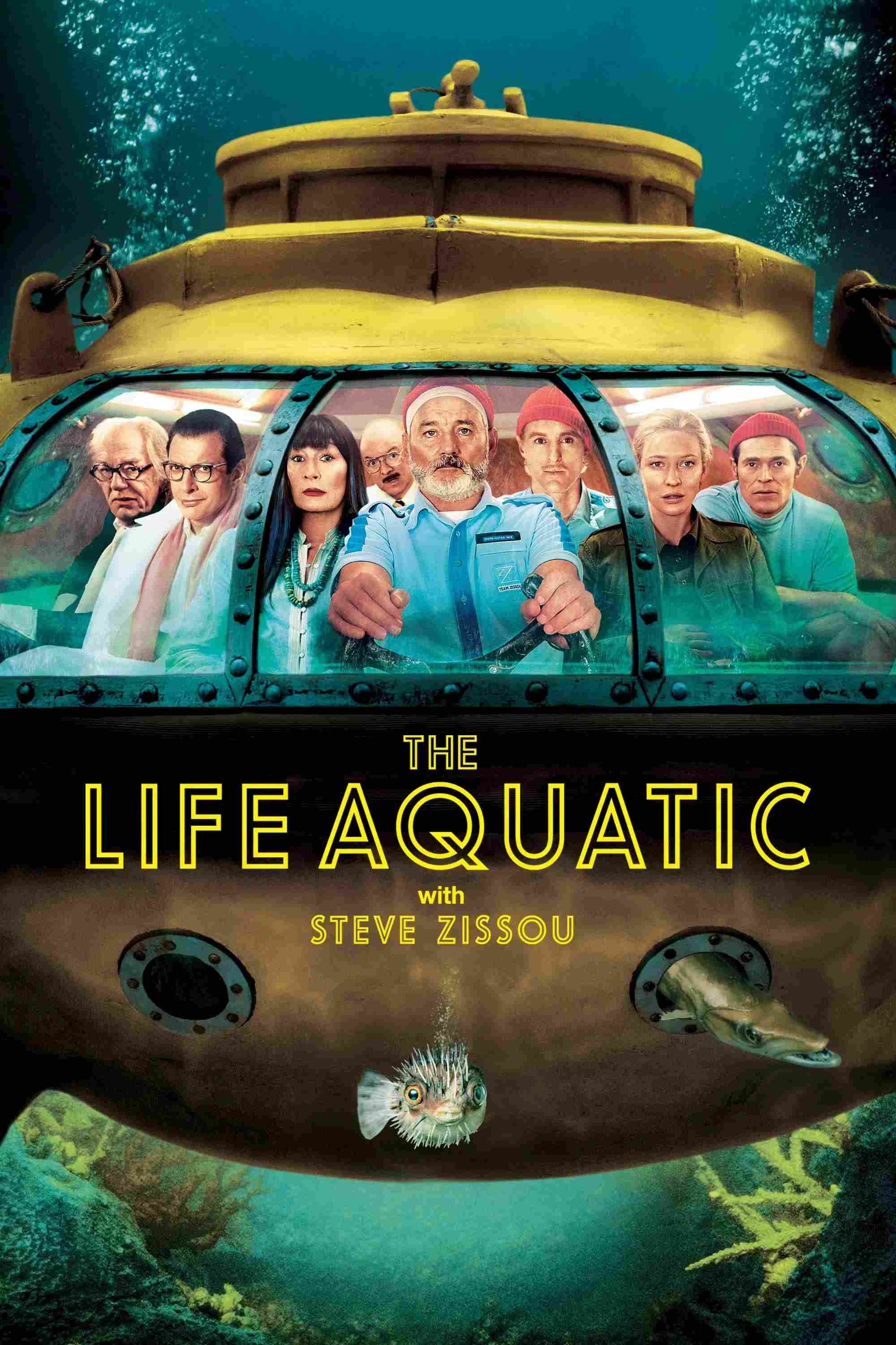 Poster chính thức của phim Phim Phiêu Lưu, Phim Hài "Cá Mập Đốm Huyền Thoại" (The Life Aquatic with Steve Zissou - 2004), với sự tham gia của diễn viên Bill Murray và Owen Wilson.