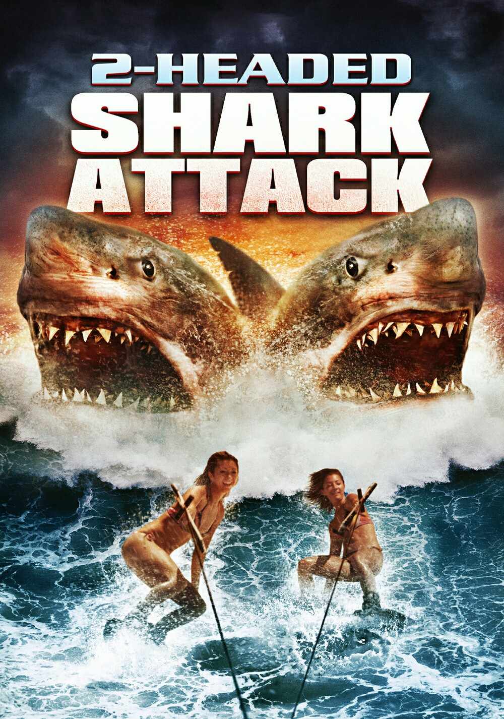 Poster chính thức của phim Phim Kinh Dị, Phim Hành Động "Cá Mập Hai Đầu" (2-Headed Shark Attack - 2012), với sự tham gia của diễn viên Carmen Electra và Charlie O'Connell.