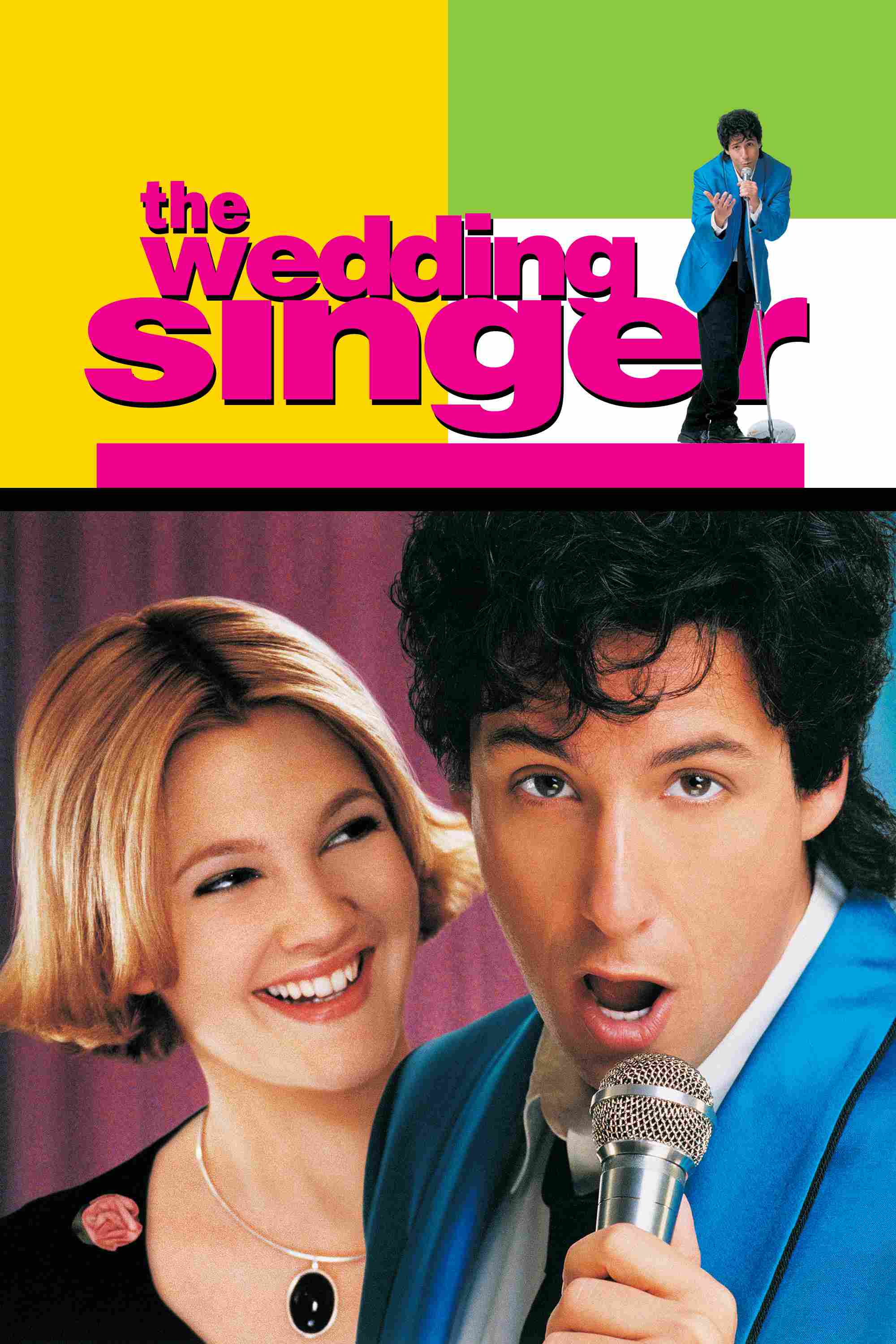 Poster chính thức của phim Phim Tình Cảm, Phim Hài "Ca Sĩ Đám Cưới" (The Wedding Singer - 1998), với sự tham gia của diễn viên Adam Sandler và Drew Barrymore.