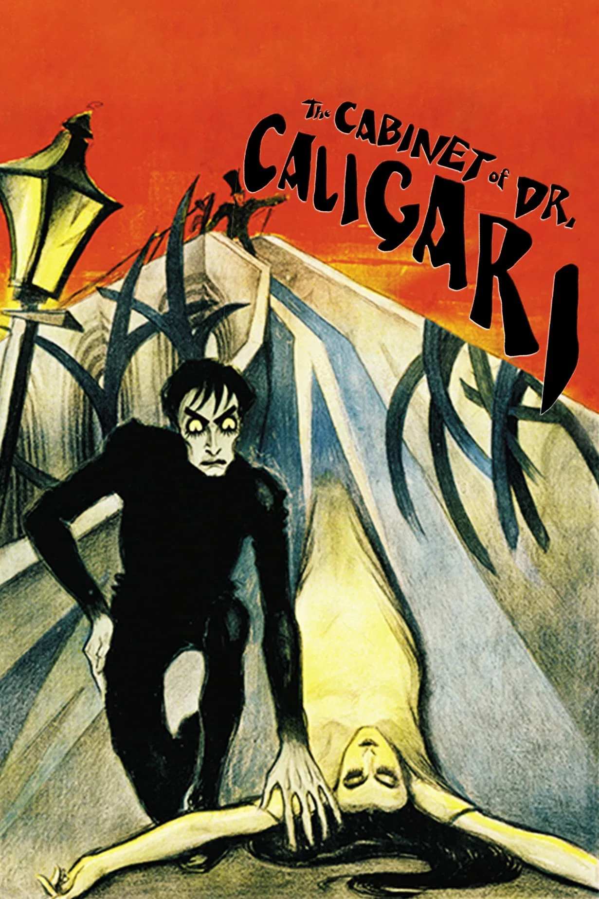 Poster chính thức của phim Phim Tâm Lý, Phim Kinh Dị "Cabin Của Tiến Sĩ Caligari" (The Cabinet of Dr. Caligari - 1920), với sự tham gia của diễn viên Werner Krauss và Conrad Veidt.