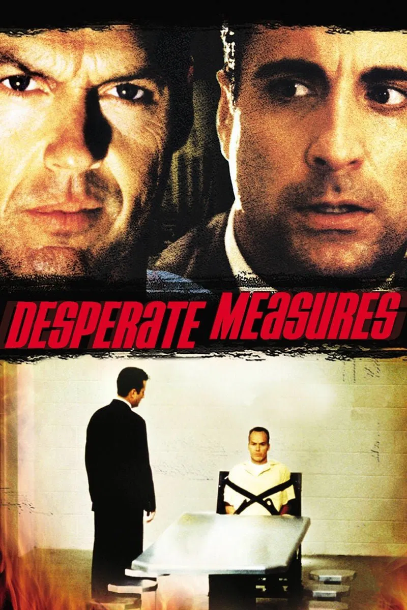 Poster chính thức của phim Phim Hành Động, Phim Tâm Lý "Các Biện Pháp Tuyệt Vọng" (Desperate Measures - 1998), với sự tham gia của diễn viên Michael Keaton và Andy García.