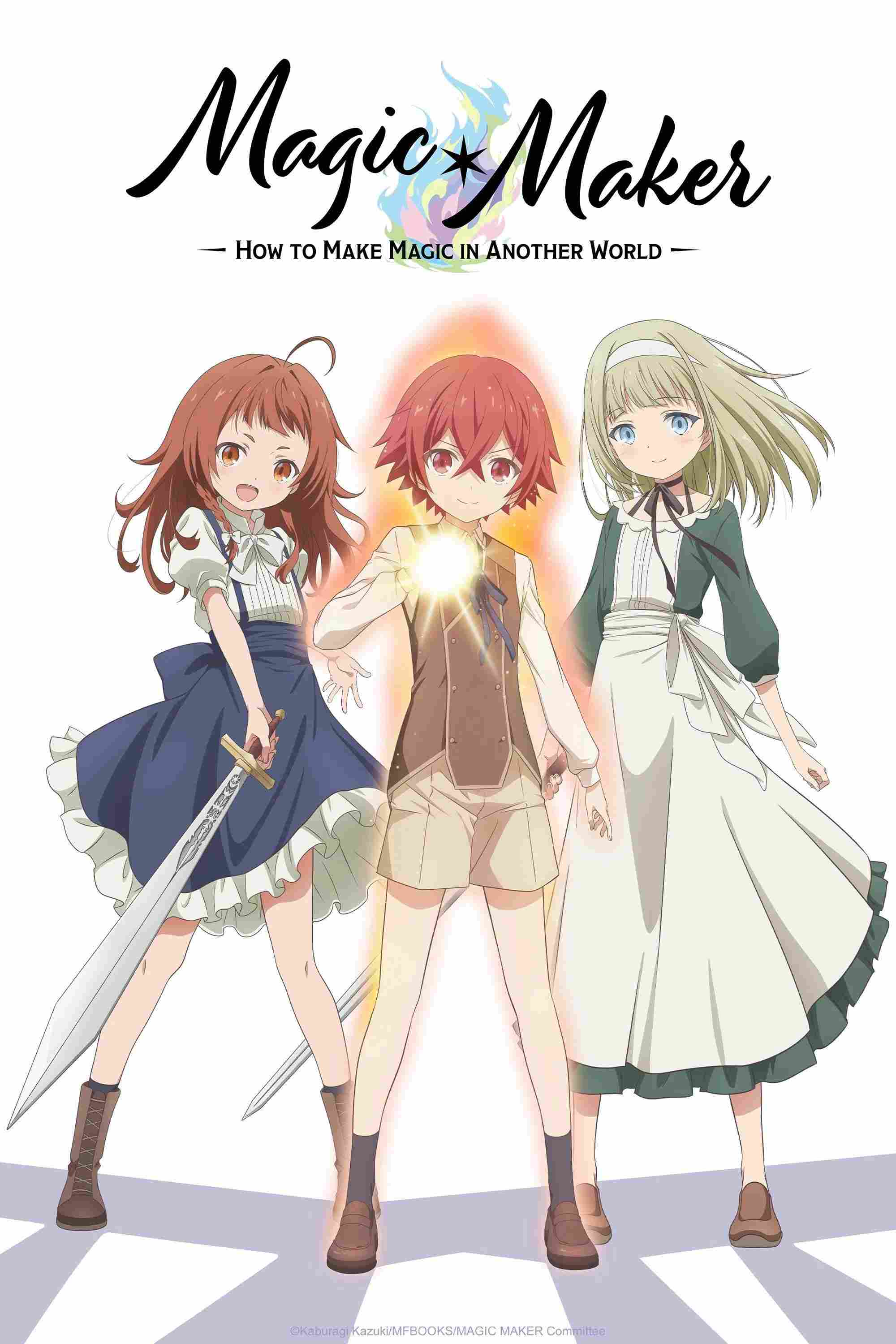 Poster chính thức của phim Phim Hoạt Hình, Phim Hài "Cách Tạo Ra Phép Thuật Ở Thế Giới Khác" (Magic Maker: How to Make Magic in Another World - 2025), với sự tham gia của diễn viên Megumi Han và Ai Kakuma.