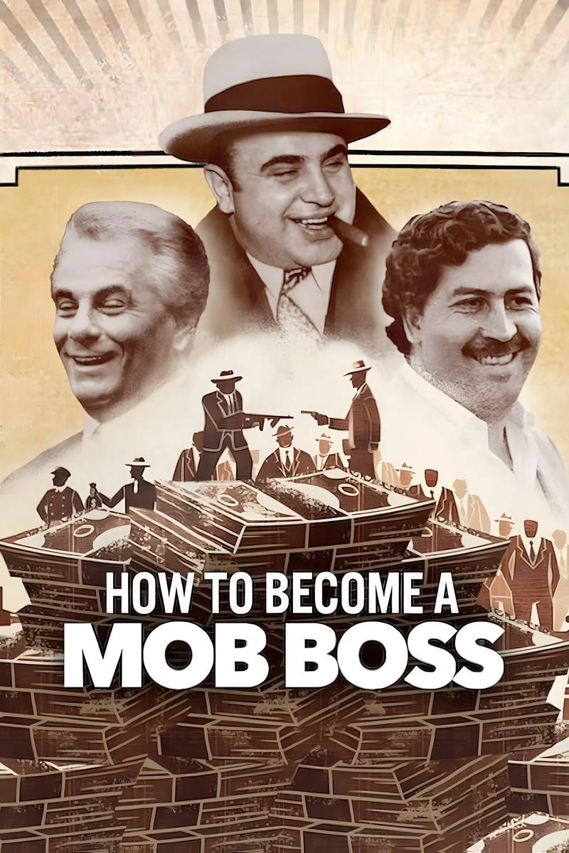 Poster chính thức của phim Phim Tài Liệu "Cách trở thành trùm băng đảng" (How to Become a Mob Boss - 2023), với sự tham gia của diễn viên Peter Dinklage.