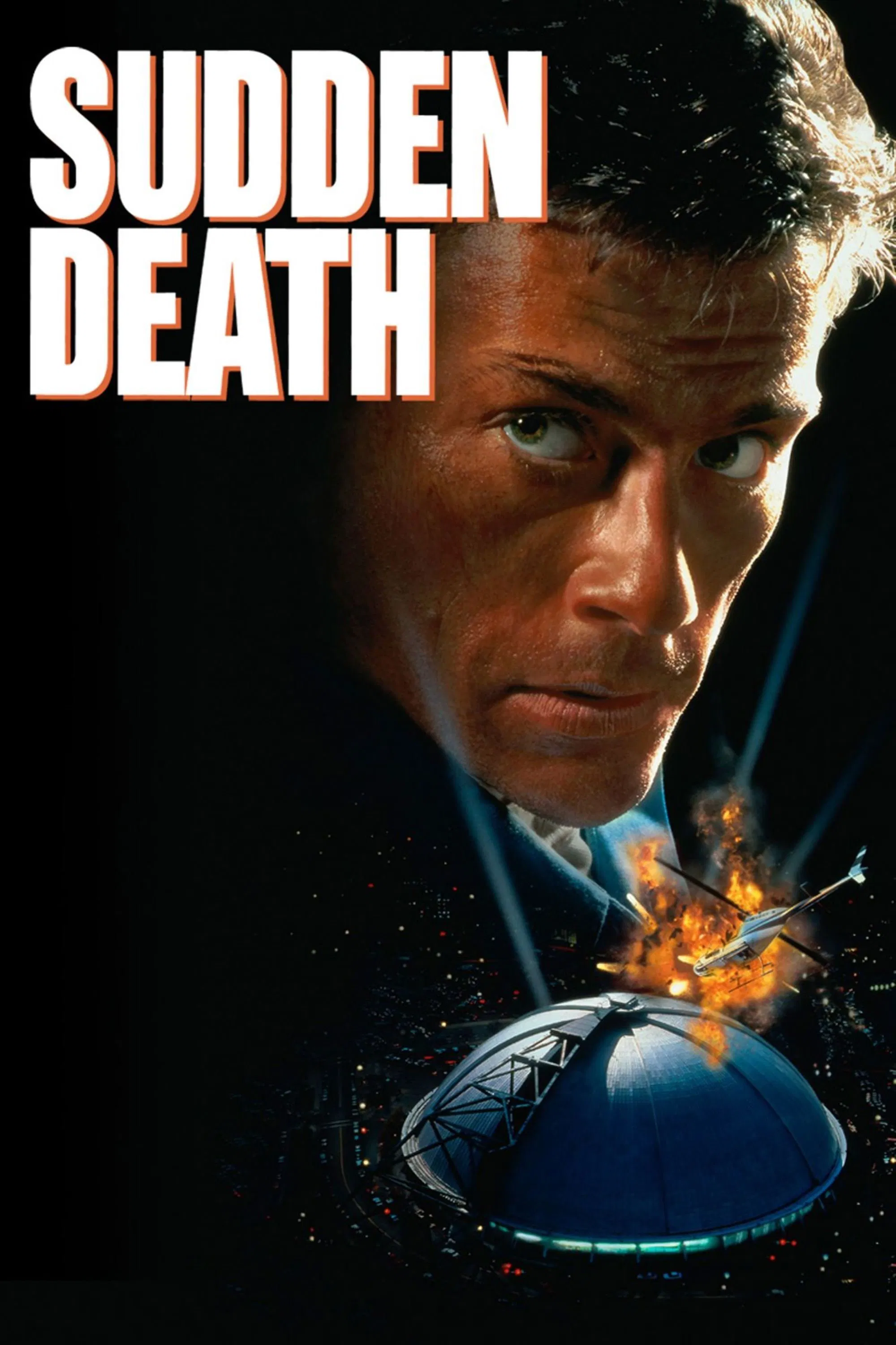 Poster chính thức của phim Phim Hành Động, Phim Tâm Lý "Cái Chết Bất Ngờ" (Sudden Death - 1995), với sự tham gia của diễn viên Jean-Claude Van Damme và Powers Boothe.