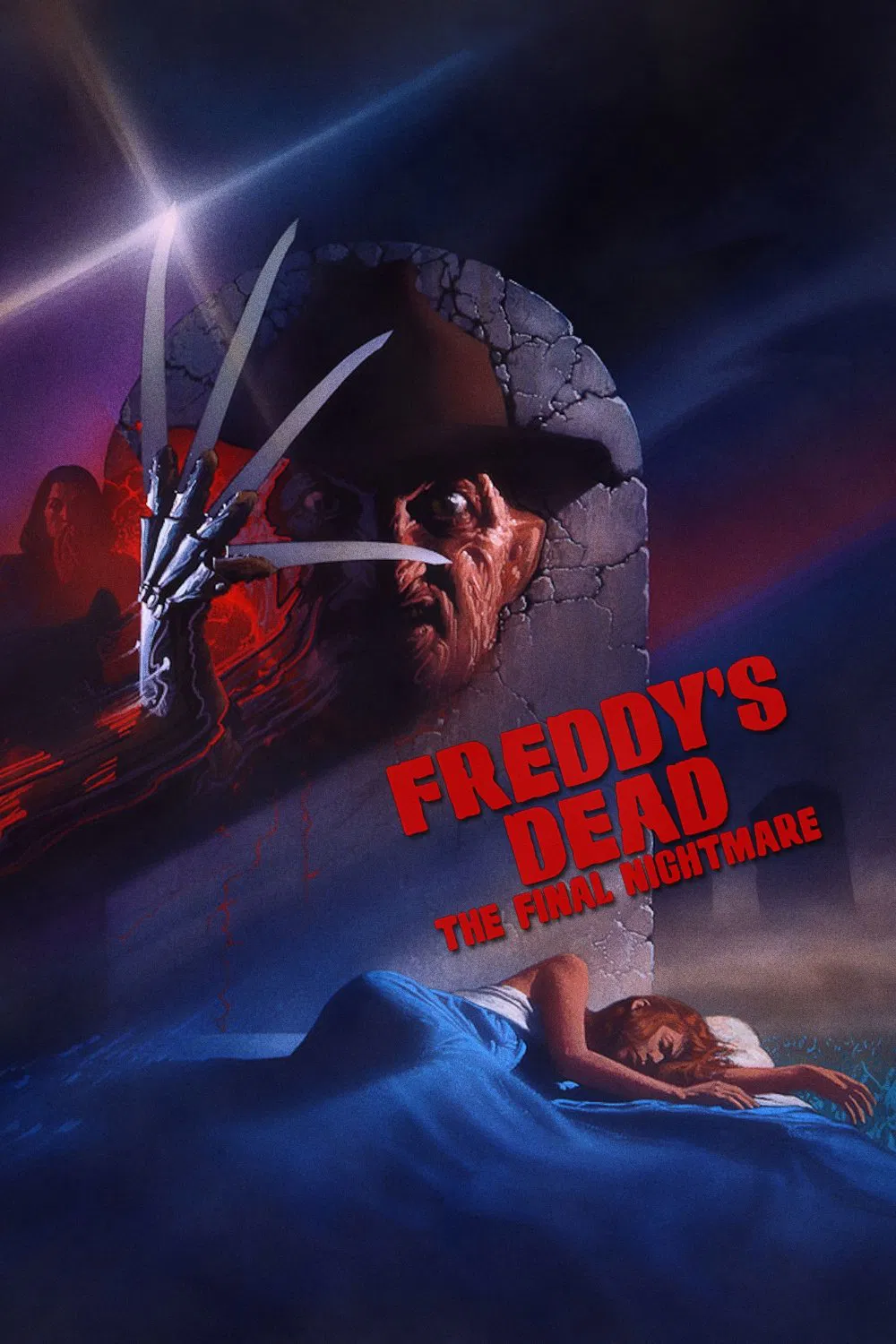 Poster chính thức của phim Phim Kinh Dị, Phim Giật Gân "Cái Chết Của Freddy: Cơn Ác Mộng Cuối Cùng" (Freddy's Dead: The Final Nightmare - 1991), với sự tham gia của diễn viên Robert Englund và Lisa Zane.