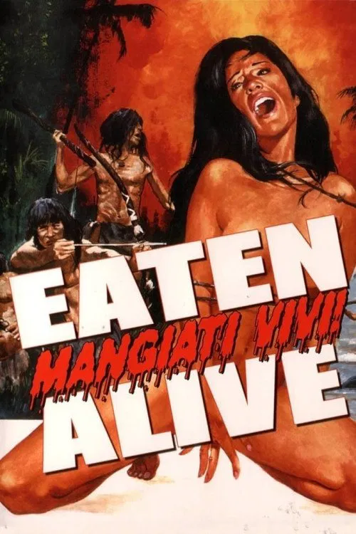 Poster chính thức của phim Phim Phiêu Lưu, Phim Kinh Dị "Cầm Thú" (Eaten Alive! - 1980), với sự tham gia của diễn viên Robert Kerman và Janet Ågren.