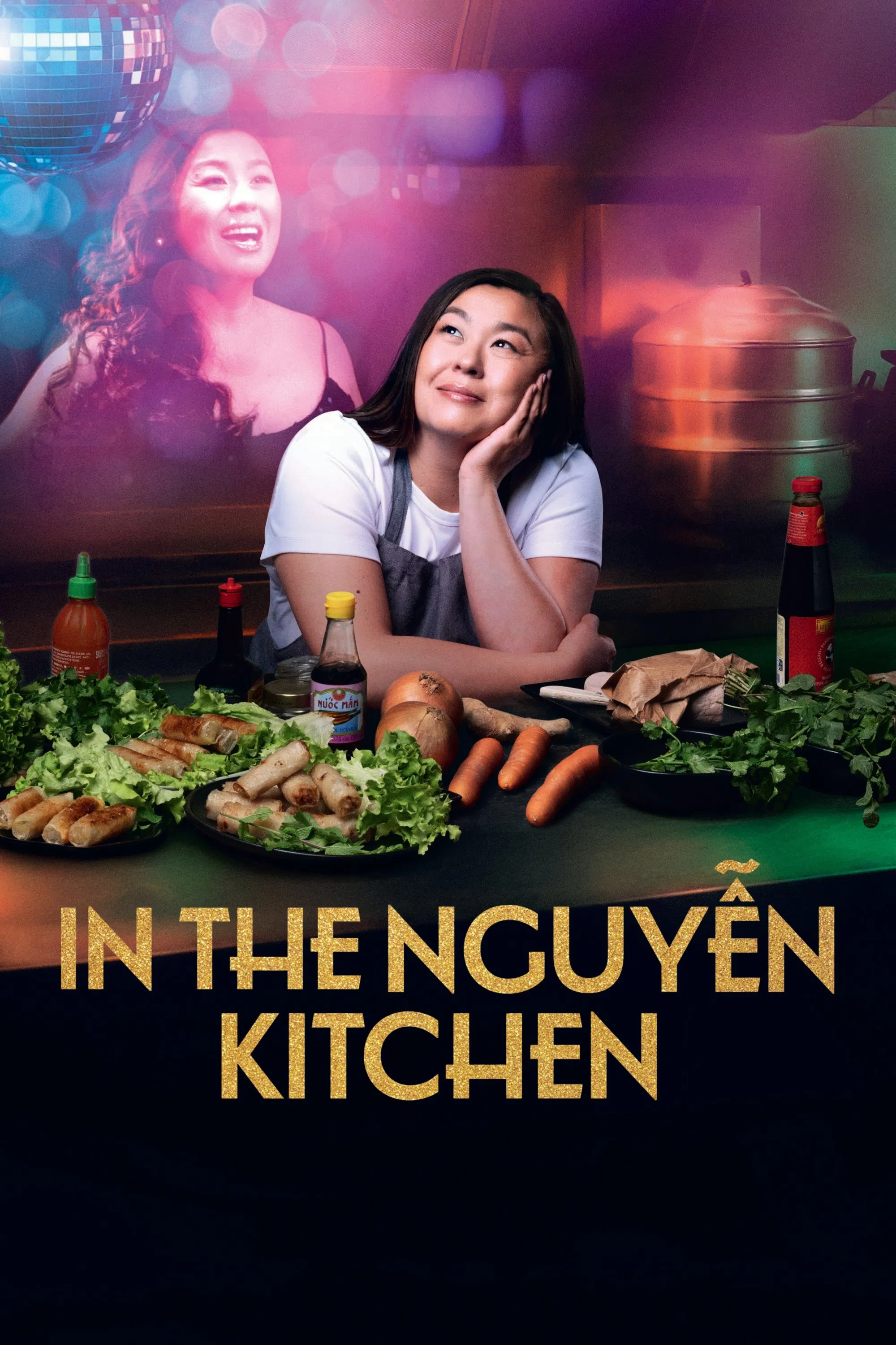 Poster chính thức của phim Phim Hài, Phim Ca Nhạc "Căn Bếp Nhà Họ Nguyễn (Dans la cuisine des Nguyen)" (In the Nguyen Kitchen - 2025), với sự tham gia của diễn viên Clotilde Chevalier và Camille Japy.