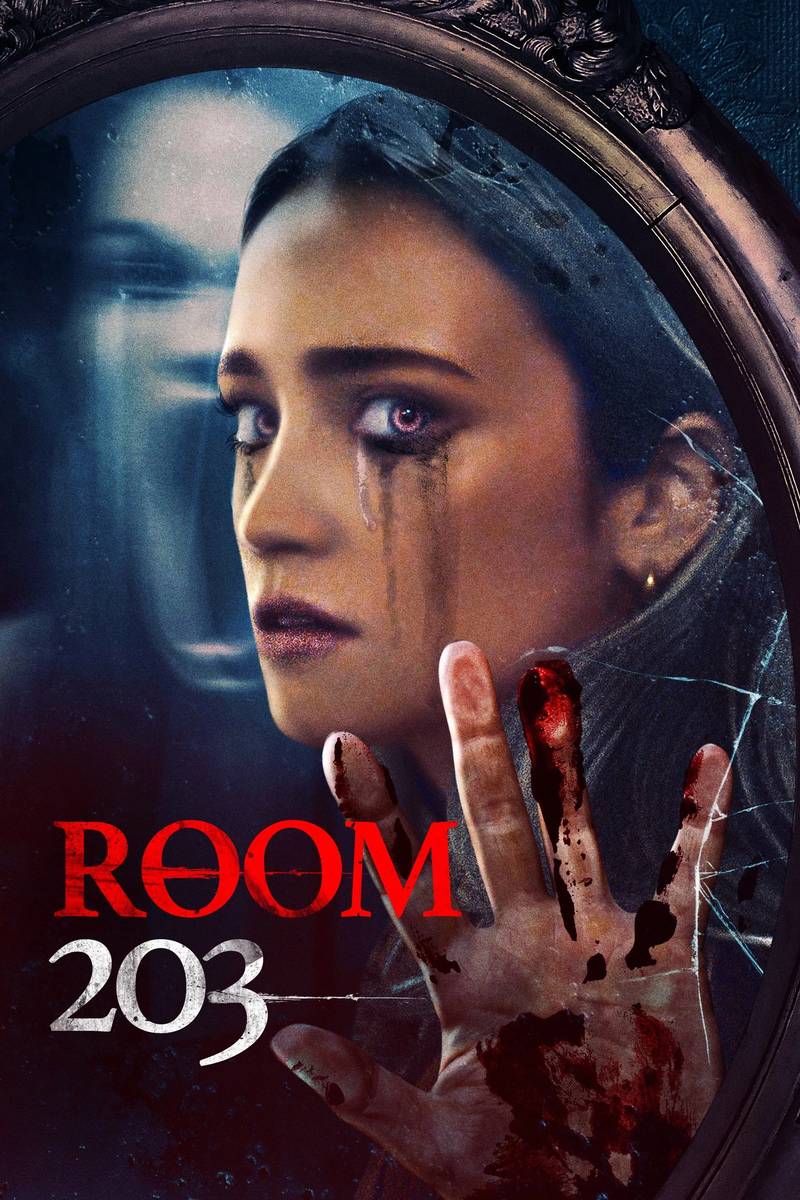 Poster chính thức của phim Phim Kinh Dị "Căn Phòng 203" (Room 203 - 2022), với sự tham gia của diễn viên Francesca Xuereb và Viktoria Vinyarska.