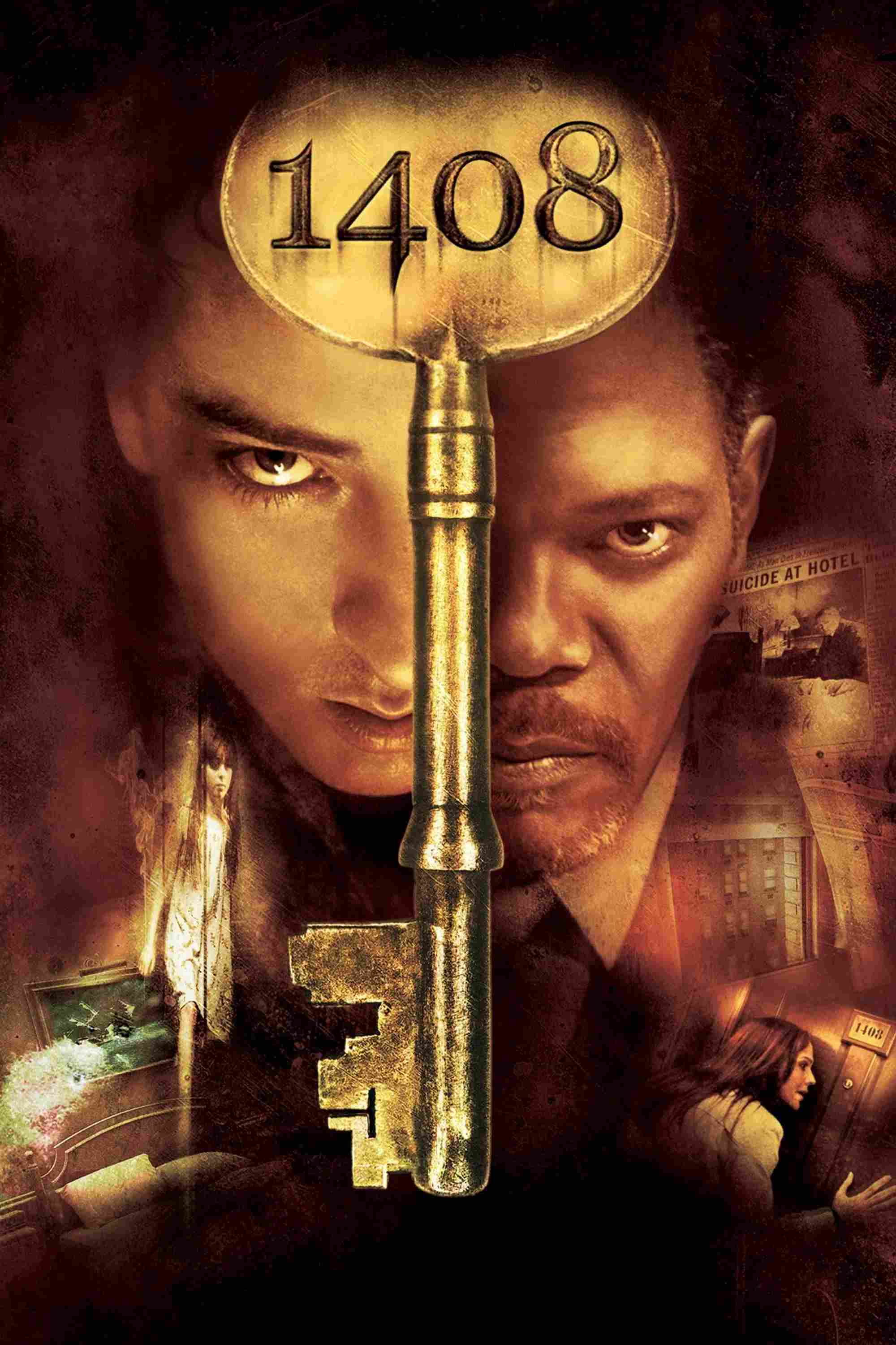 Poster chính thức của phim Phim Kinh Dị, Phim Bí Ẩn "Căn Phòng Bí Ẩn" (1408 - 2007), với sự tham gia của diễn viên John Cusack và Samuel L. Jackson.