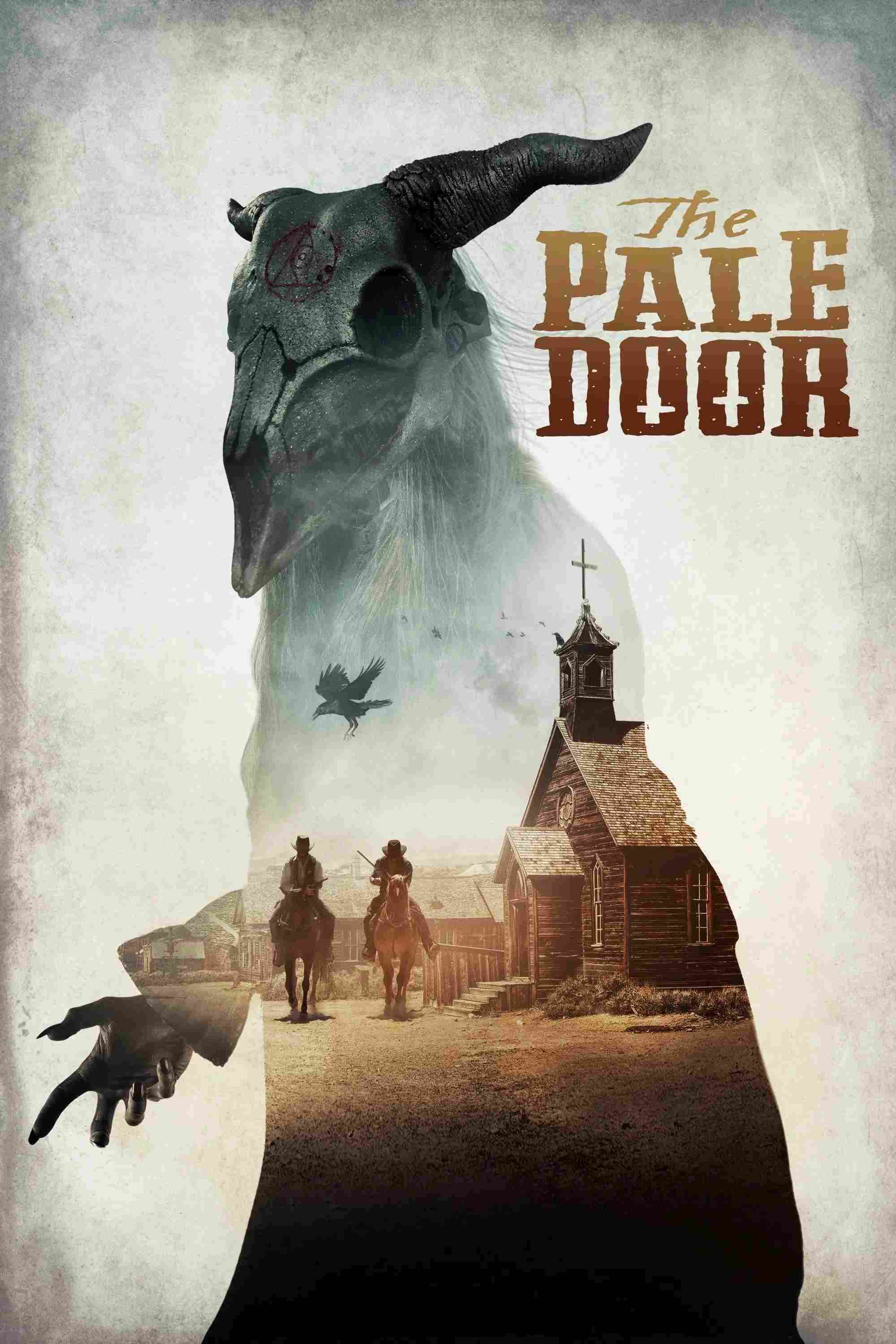 Poster chính thức của phim Phim Kinh Dị, Phim Miền Tây "Cánh cửa nhợt nhạt" (The Pale Door - 2020), với sự tham gia của diễn viên Noah Segan và Melora Walters.