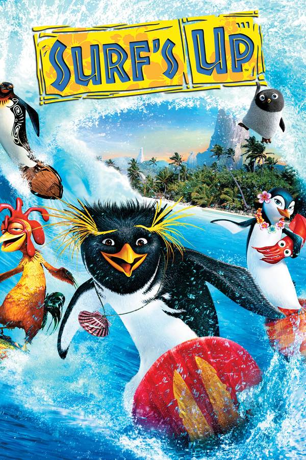 Poster chính thức của phim Phim Hoạt Hình, Phim Hài "Cánh Cụt Lướt Ván" (Surf's Up - 2007), với sự tham gia của diễn viên Shia LaBeouf và Jeff Bridges.