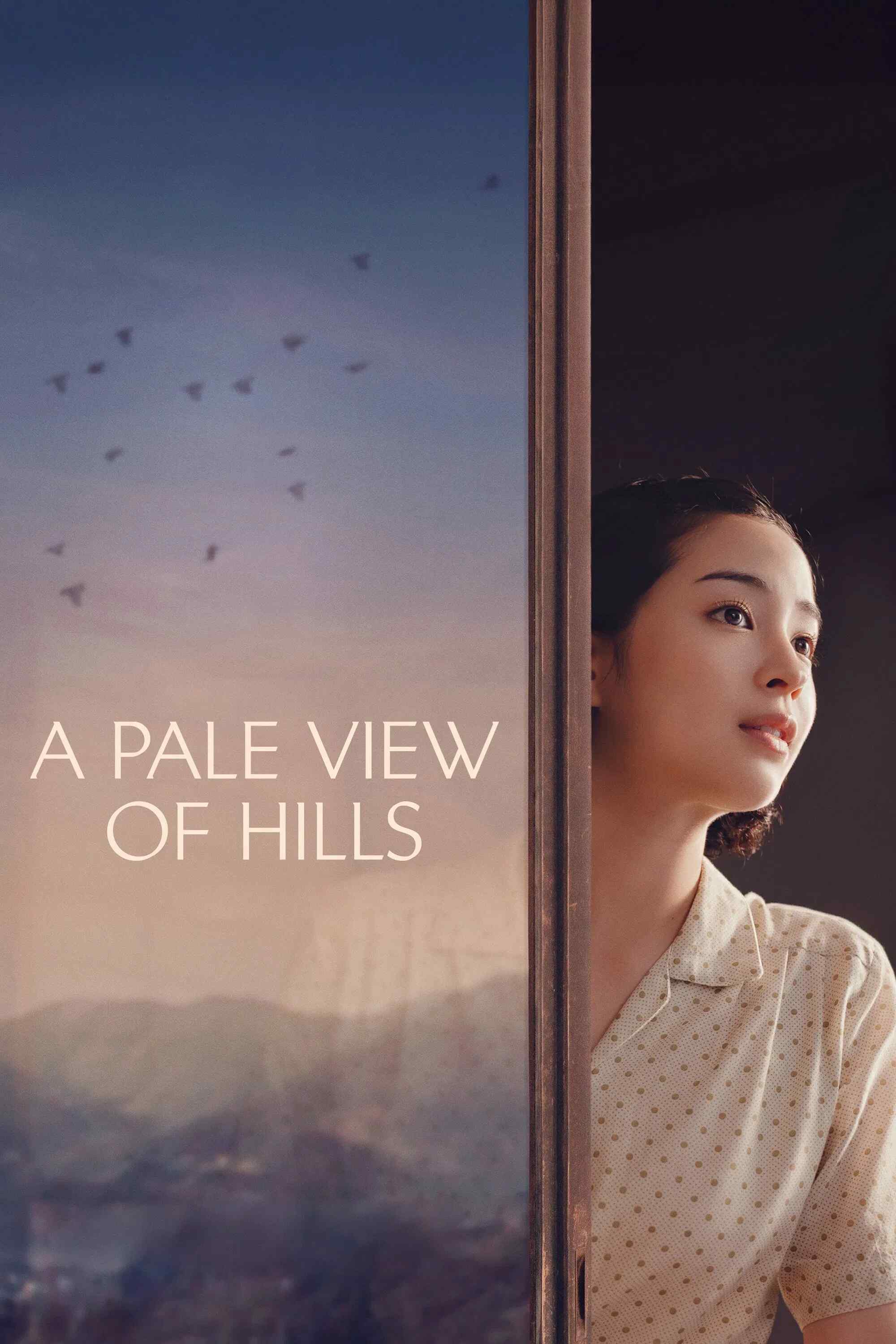 Poster chính thức của phim Phim Tâm Lý, Phim Lịch Sử "Cảnh đồi mờ xám" (A Pale View of Hills - 2025), với sự tham gia của diễn viên Suzu Hirose và Fumi Nikaido.