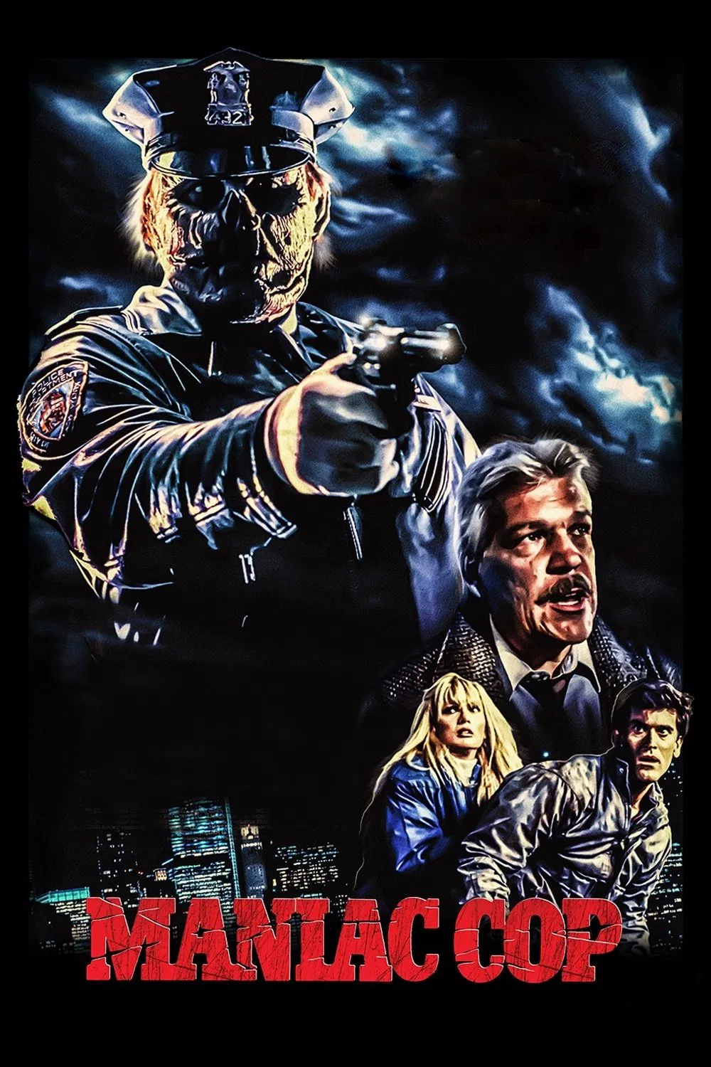 Poster chính thức của phim Phim Hình Sự, Phim Kinh Dị "Cảnh Sát Điên Loạn" (Maniac Cop - 1988), với sự tham gia của diễn viên Tom Atkins và Bruce Campbell.