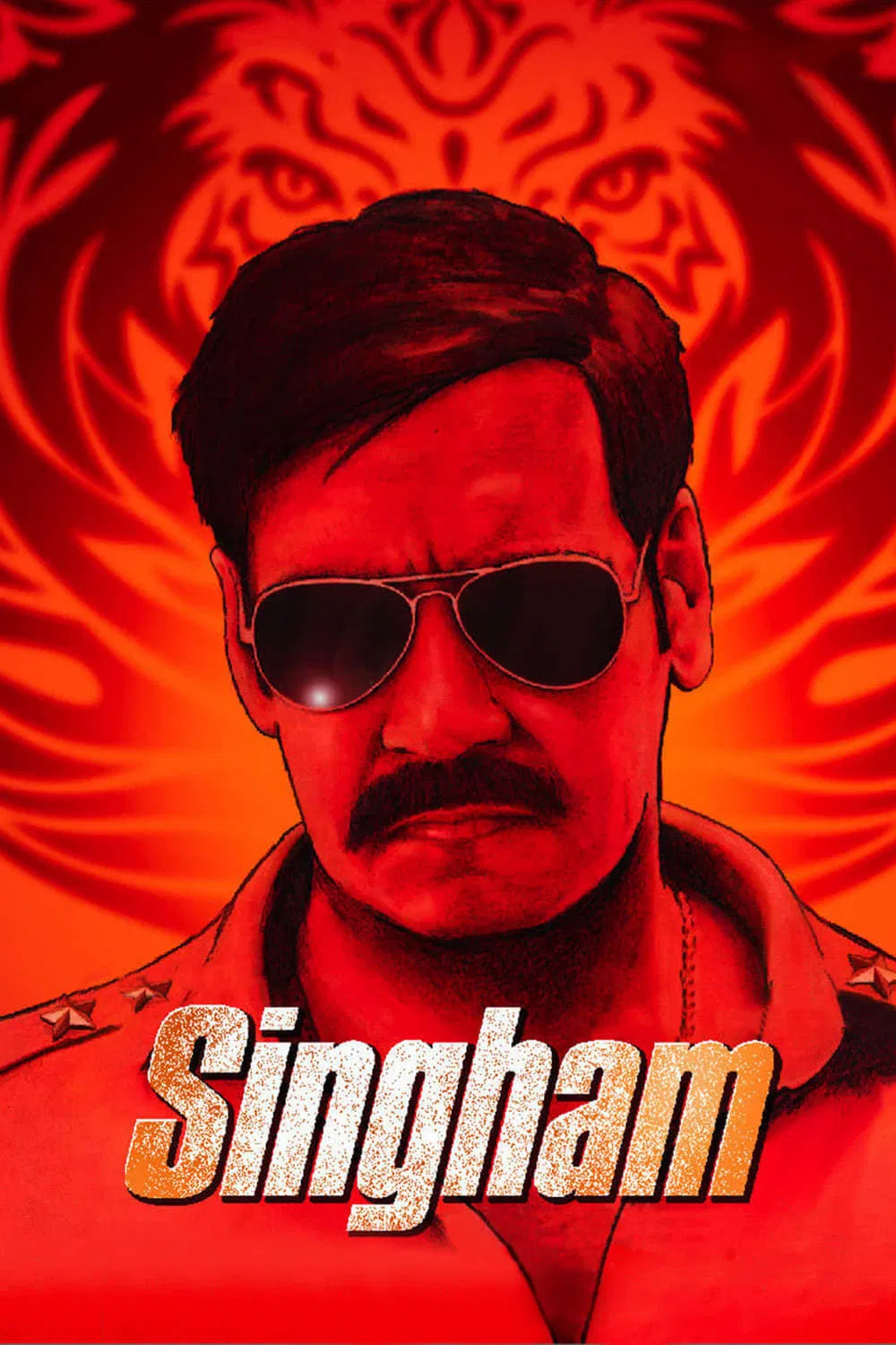 Poster chính thức của phim Phim Tâm Lý, Phim Hành Động "Cảnh Sát Singham" (Singham - 2011), với sự tham gia của diễn viên Ajay Devgn và Kajal Aggarwal.