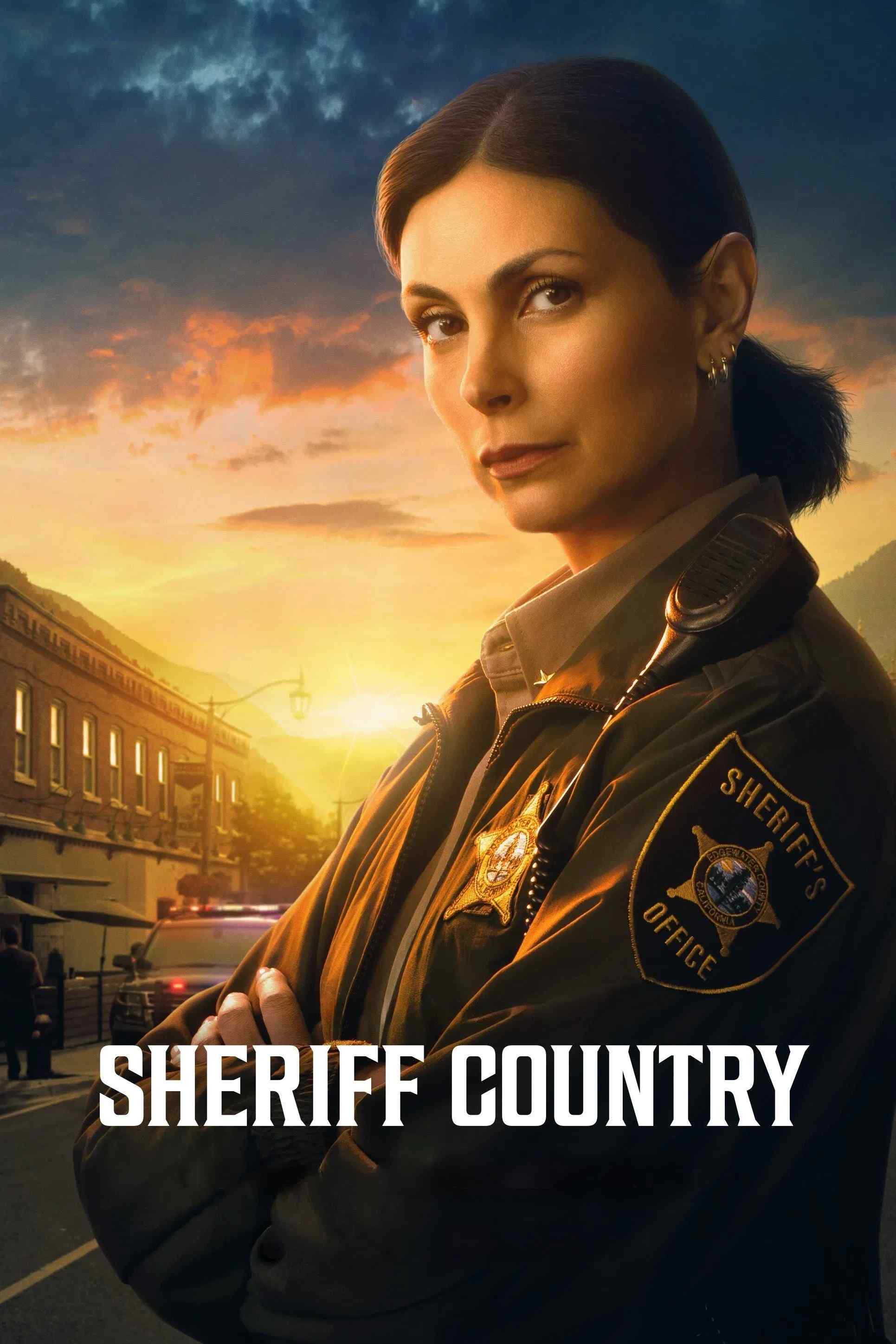 Poster chính thức của phim Phim Tâm Lý, Phim Hình Sự "Cảnh Sát Trưởng Vùng Quê (Phần 1)" (Sheriff Country - 2025), với sự tham gia của diễn viên Morena Baccarin và W. Earl Brown.