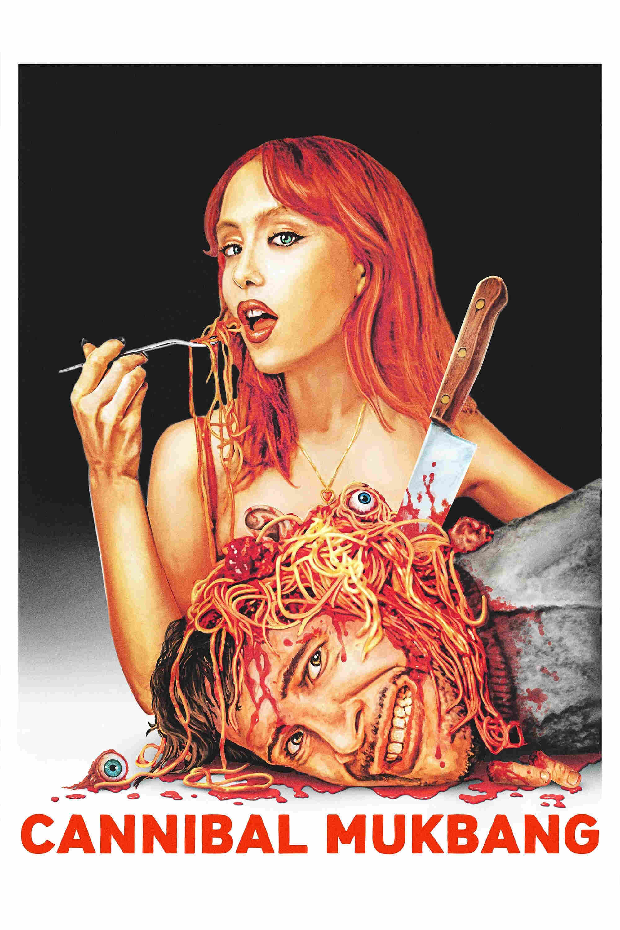 Poster chính thức của phim Phim Kinh Dị, Phim Hài "Cannibal Mukbang" (Cannibal Mukbang - 2025), với sự tham gia của diễn viên April Consalo và Nate Wise.