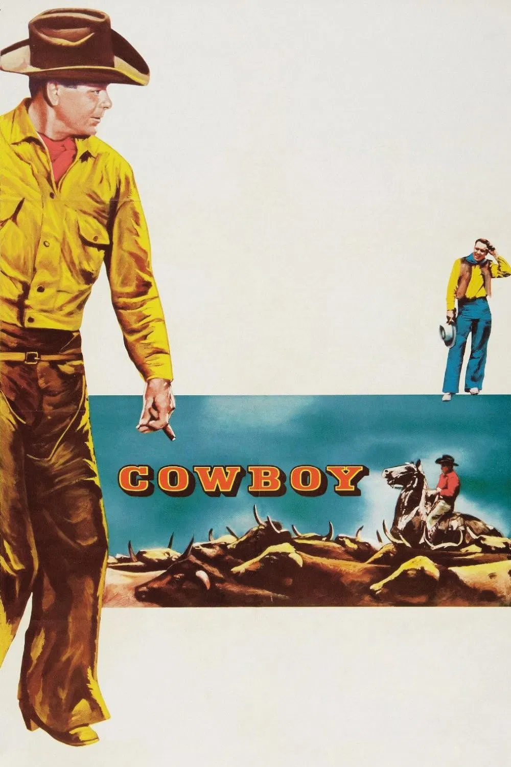 Poster chính thức của phim Phim Miền Tây "cao bồi" (Cowboy - 1958), với sự tham gia của diễn viên Glenn Ford và Jack Lemmon.