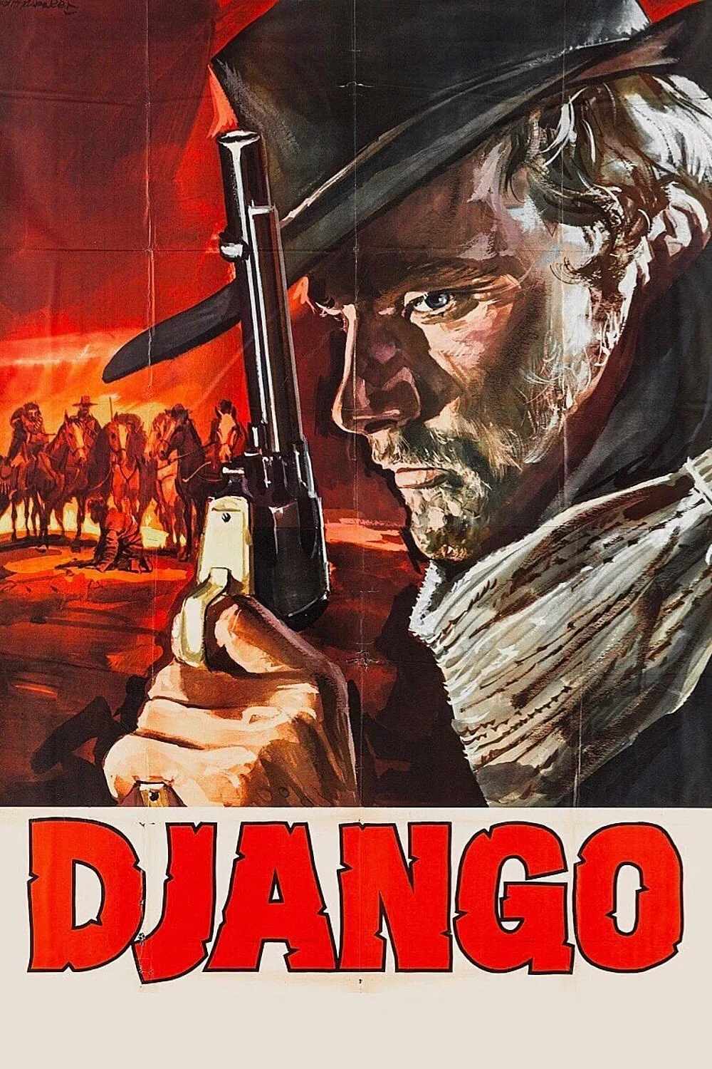 Poster chính thức của phim Phim Hành Động, Phim Miền Tây "Cao Bồi Django" (Django - 1966), với sự tham gia của diễn viên Franco Nero và José Bódalo.