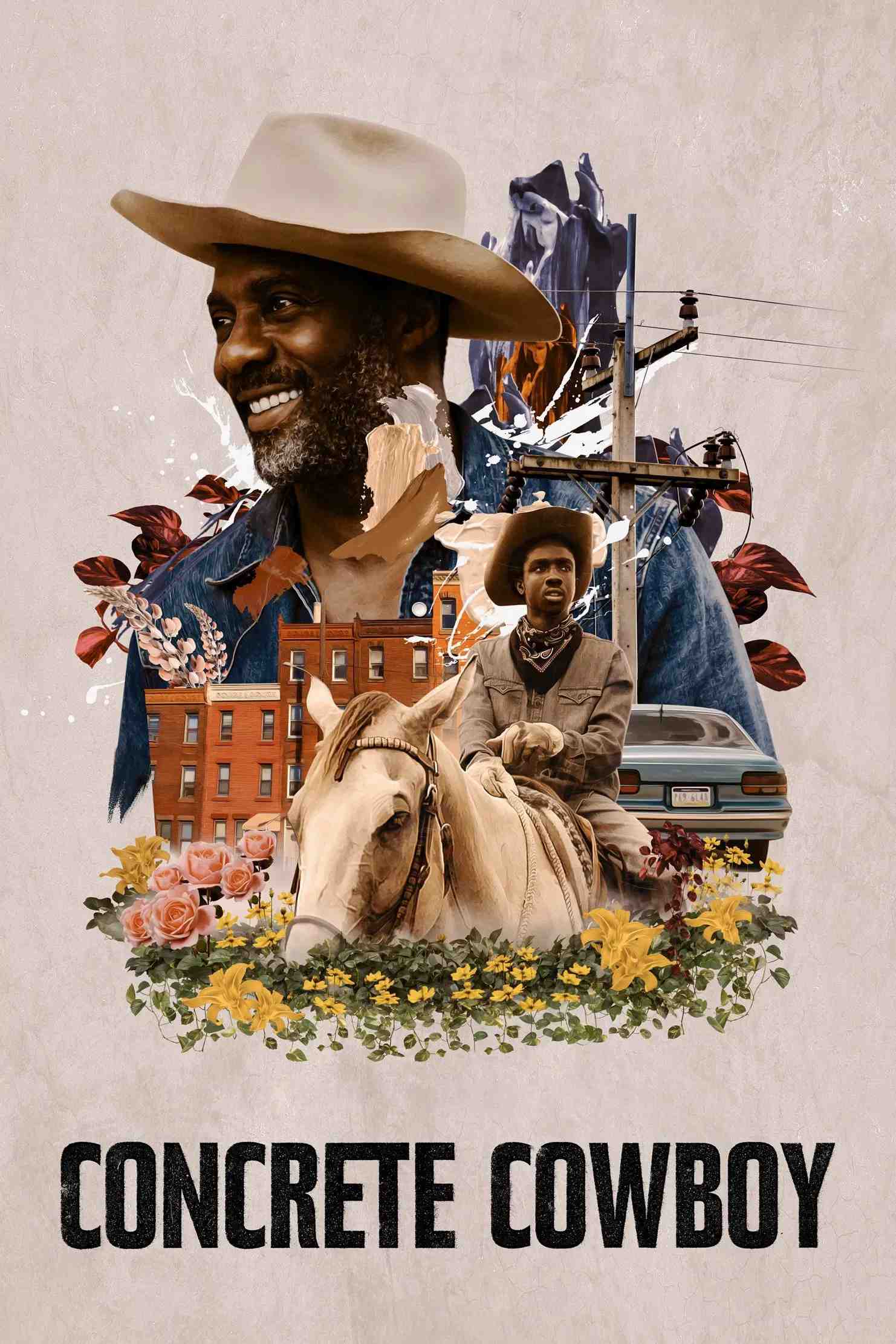 Poster chính thức của phim Phim Tâm Lý, Phim Miền Tây "Cao Bồi Đô Thị" (Concrete Cowboy - 2020), với sự tham gia của diễn viên Idris Elba và Caleb McLaughlin.